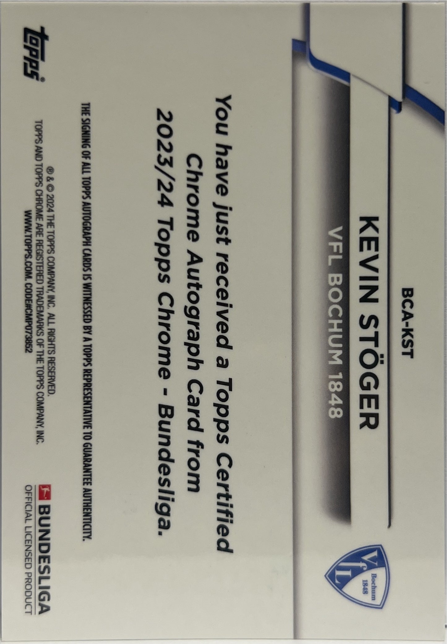 Kevin Stoger Autograph Cracked Ice Blue Topps Chrome Bundesliga 2023/24