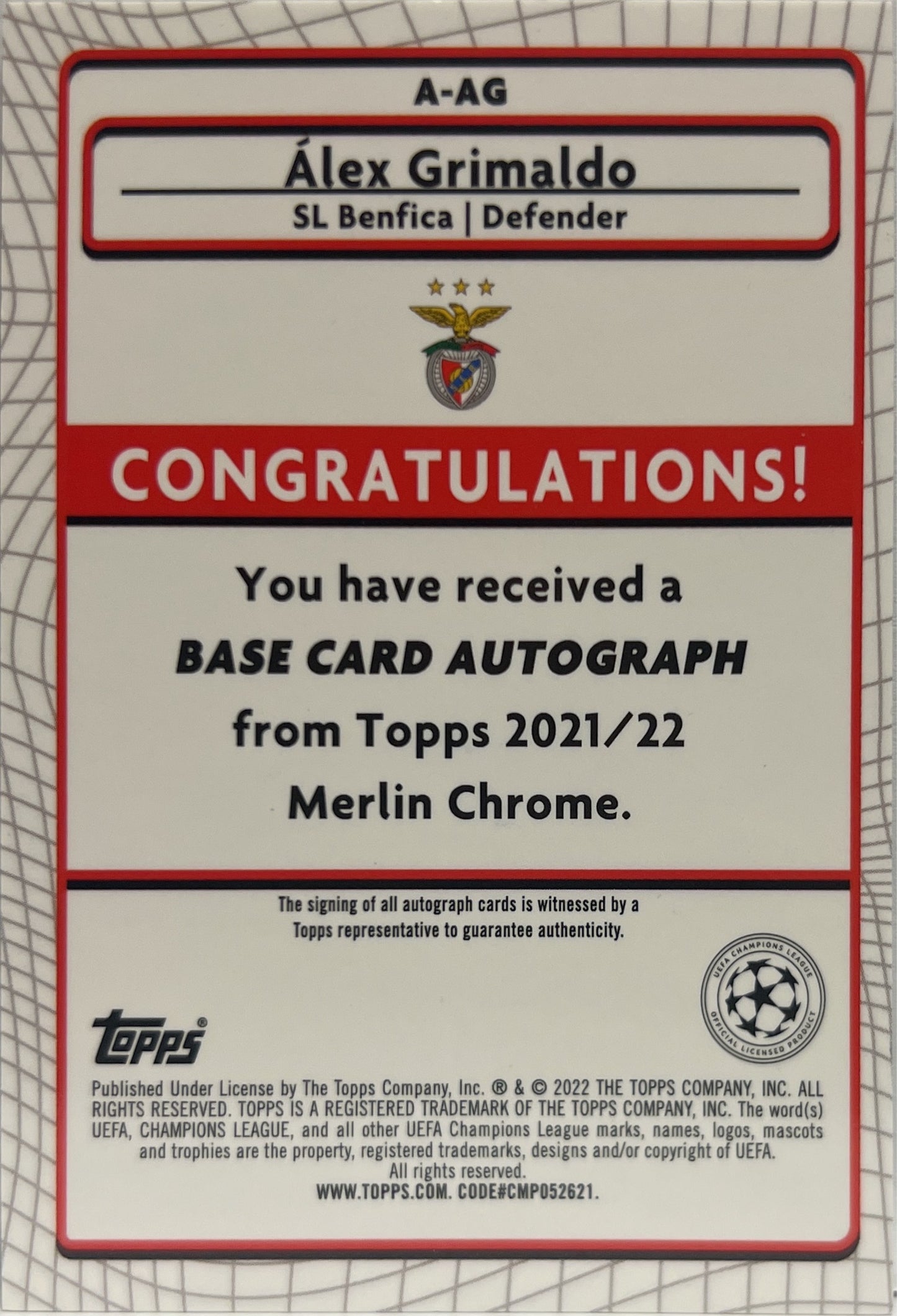 Alex Grimaldo Autograph Merlin Chrome 2021/22