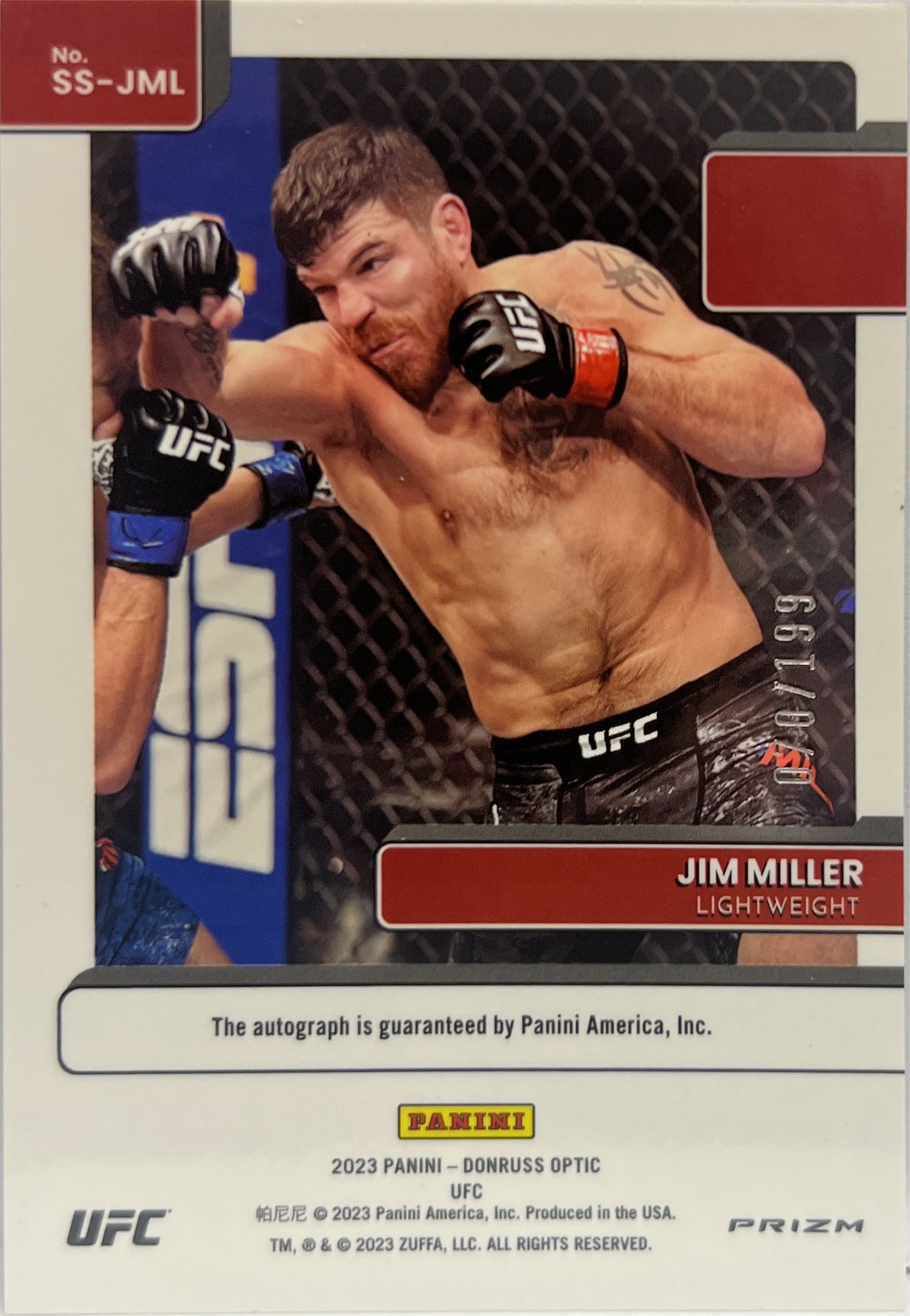 Jim Miller 70/199 Autograph Signature Series Red Donruss Optic UFC 2023