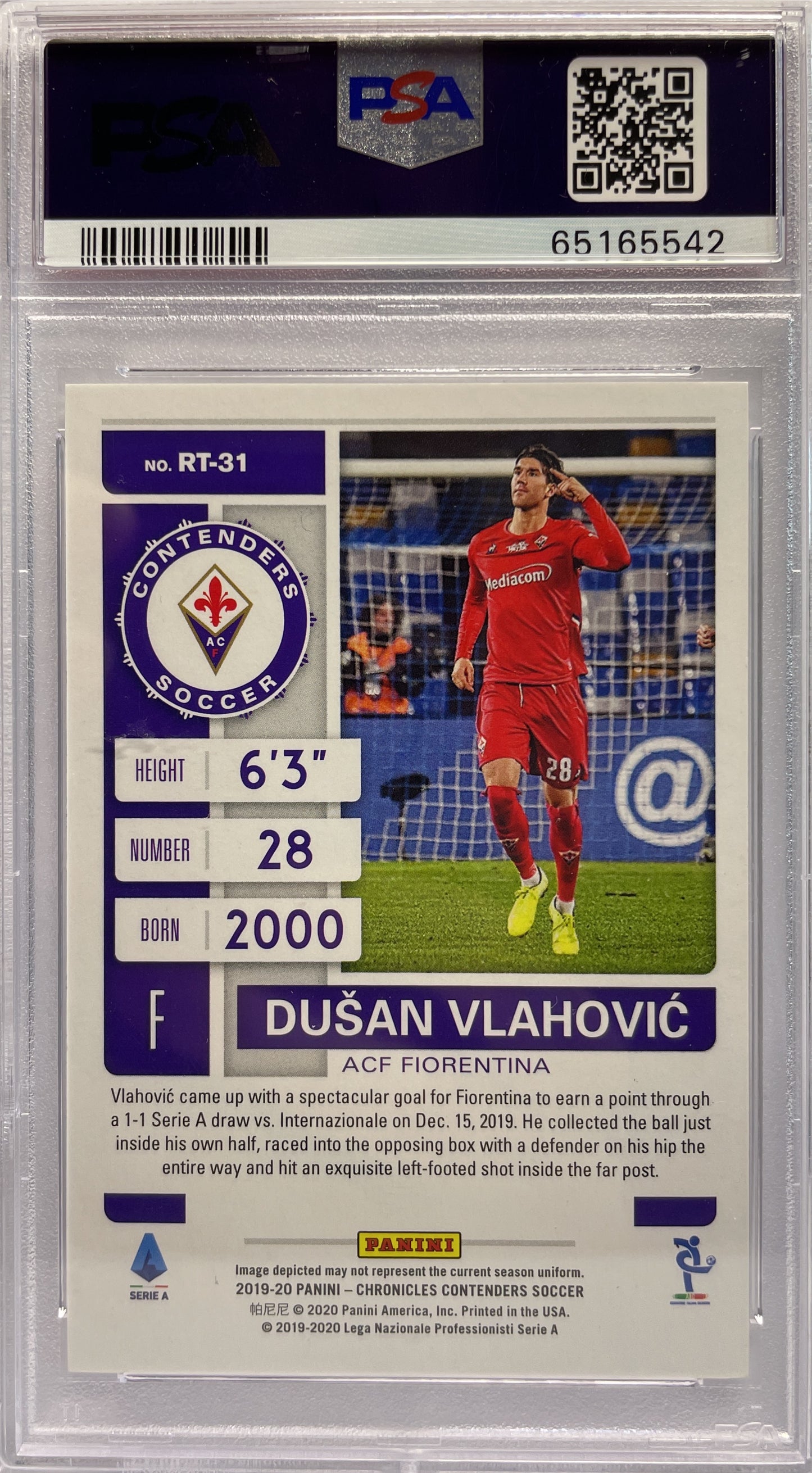 PSA 10 - Dusan Vlahovic Rookie Ticket - Panini Chronicles 2019/20