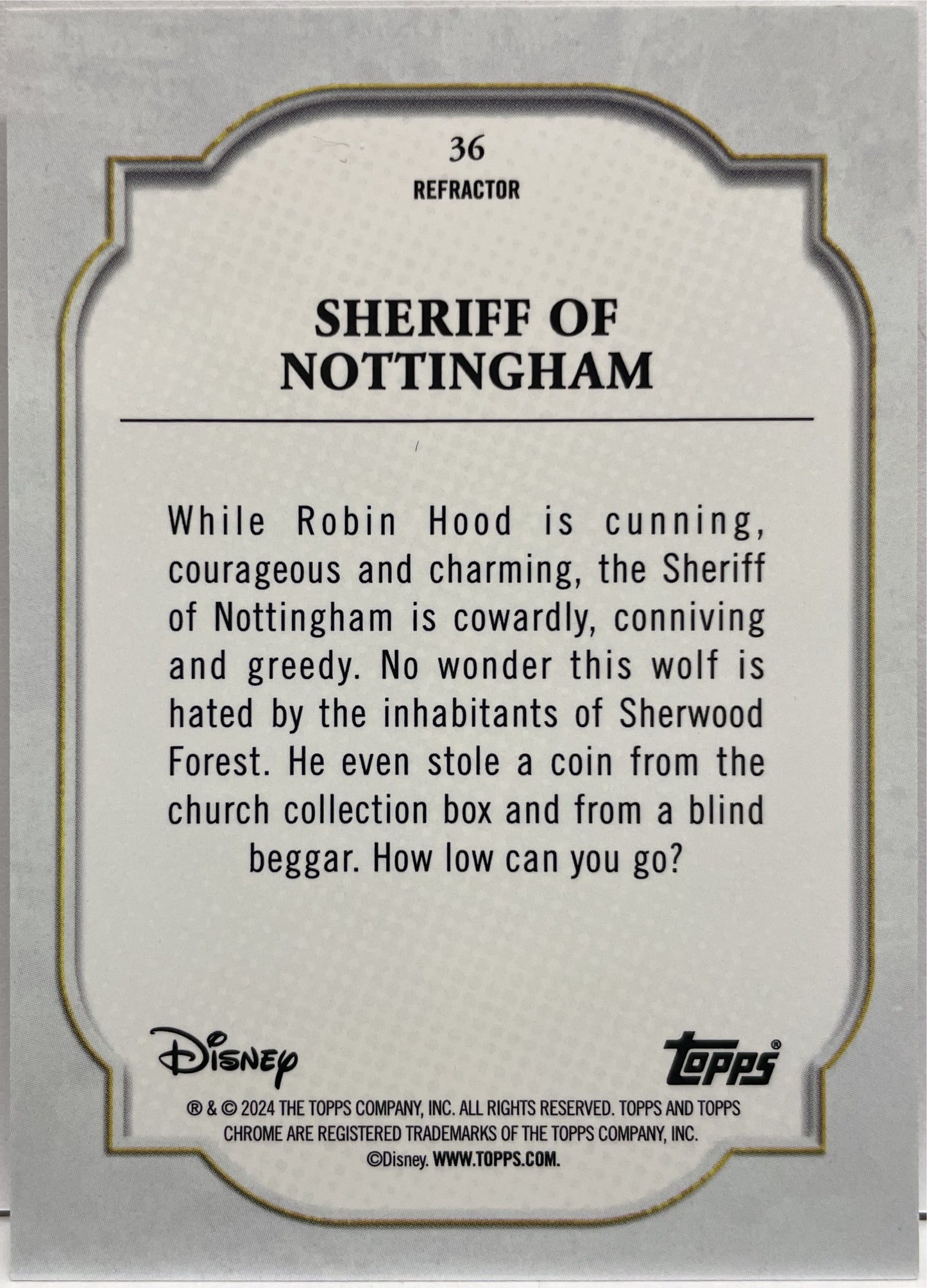 Sheriff Of Nottingham Refractor Topps Chrome Disney 2024