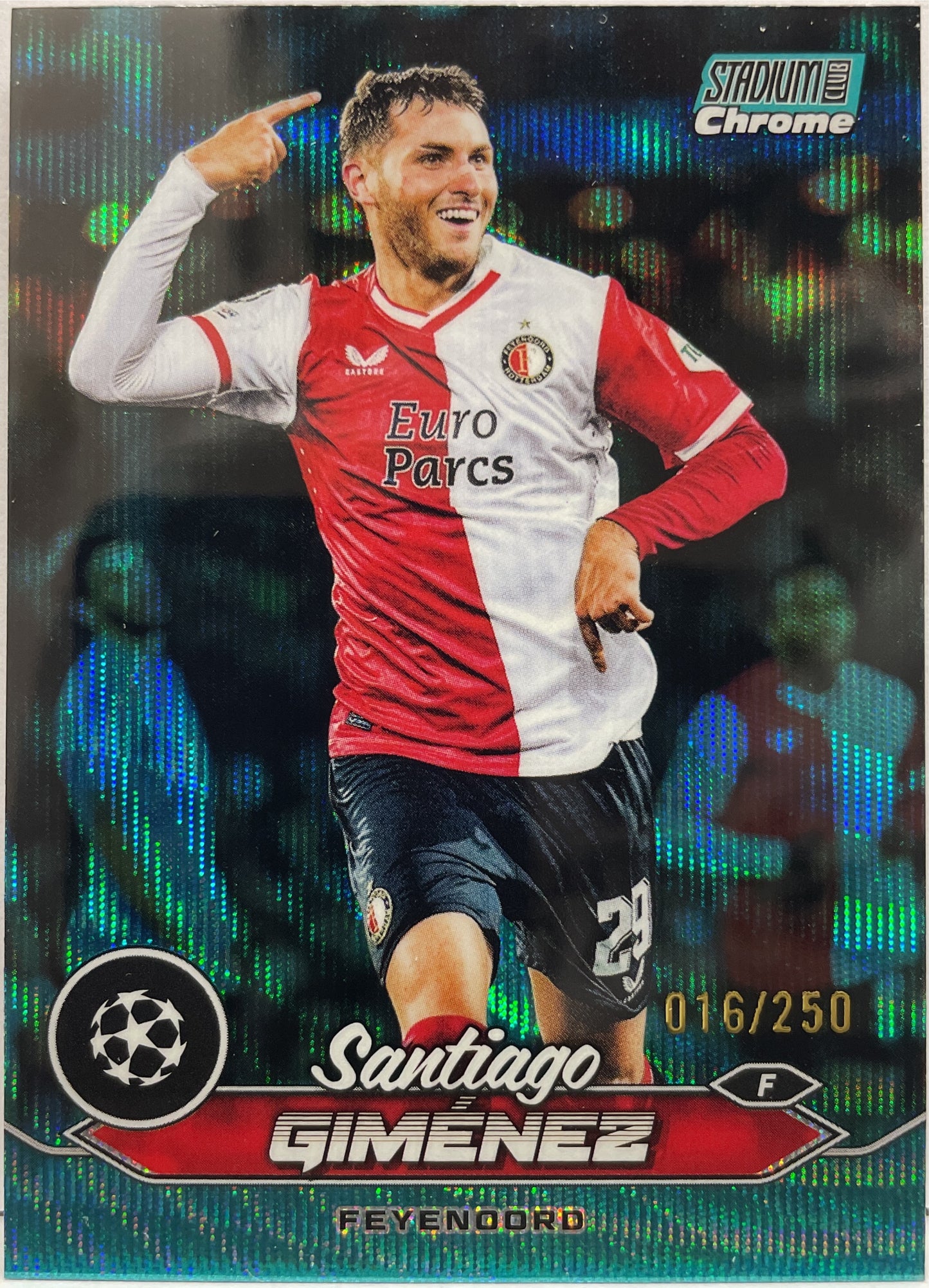 Santiago Gimenez 16/250 Aqua Wave Topps Chrome Stadium Club 2023/24