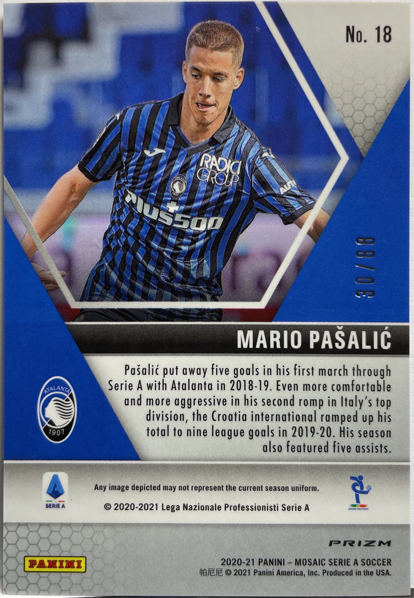 Mario Pasalic 30/88 Mosaic Serie A Red/Gold Choice Mosaic Serie A T-Mall 2020/21