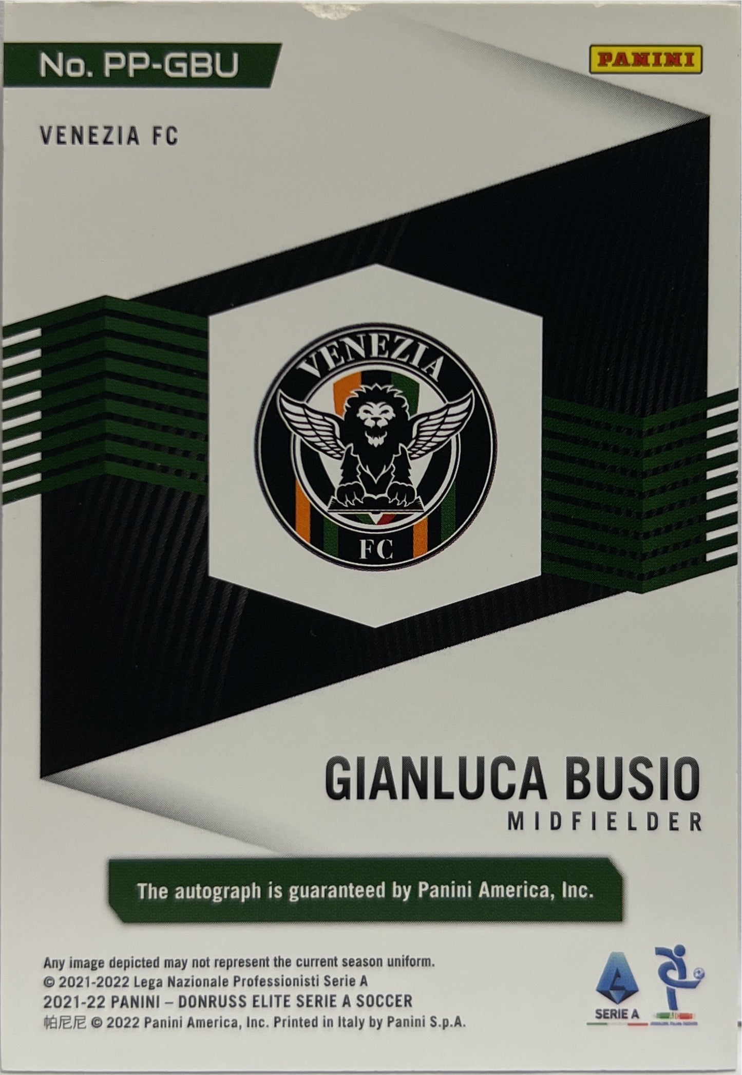 Gianluca Busio 31/89 Autograph Pen Pals Donruss Elite Serie A 2021/22