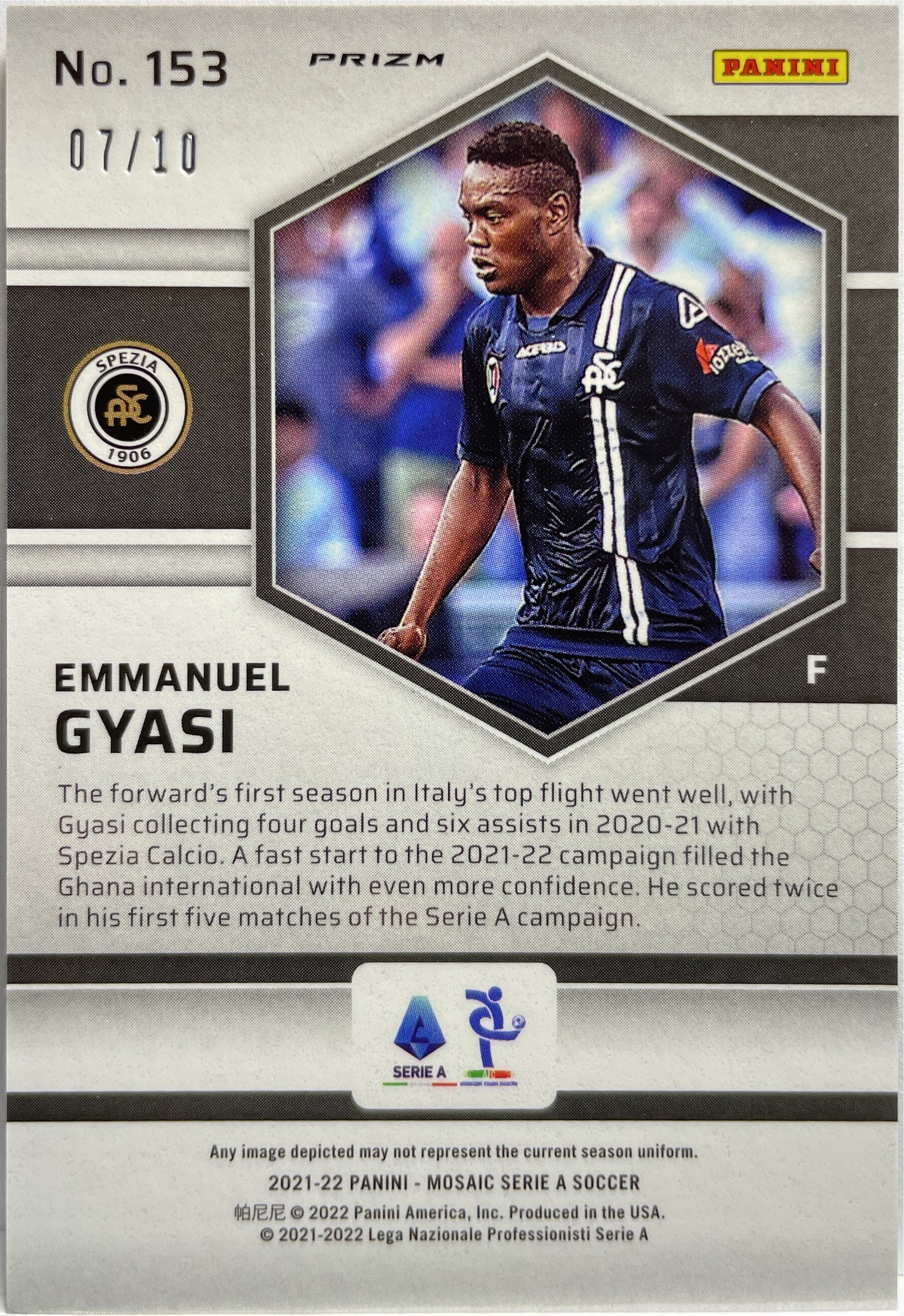 Emmanuel Gyasi 7/10 Gold Mosaic Serie A 2021/22