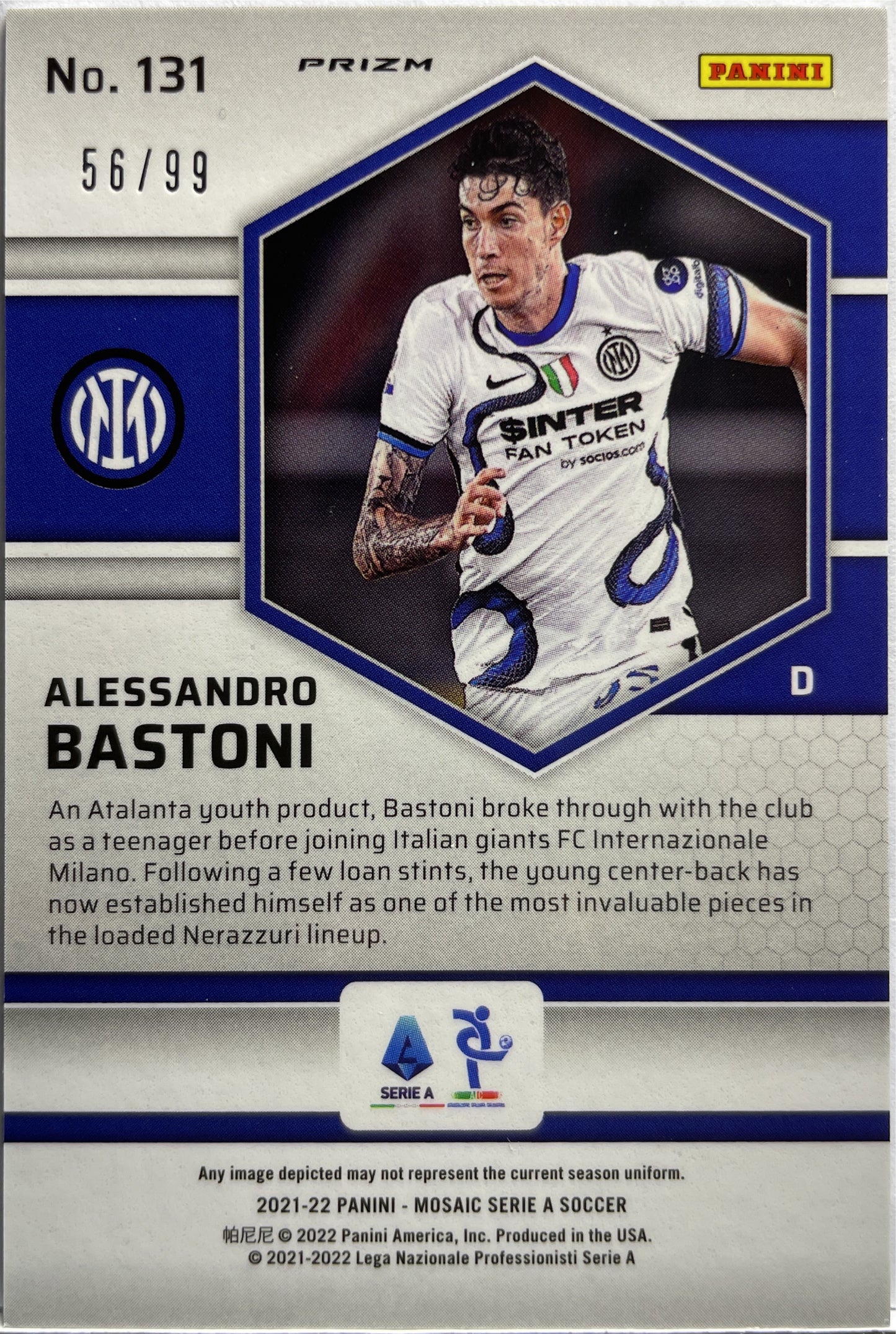 Alessandro Bastoni 56/99 Blue Mosaic Serie A 2021/22