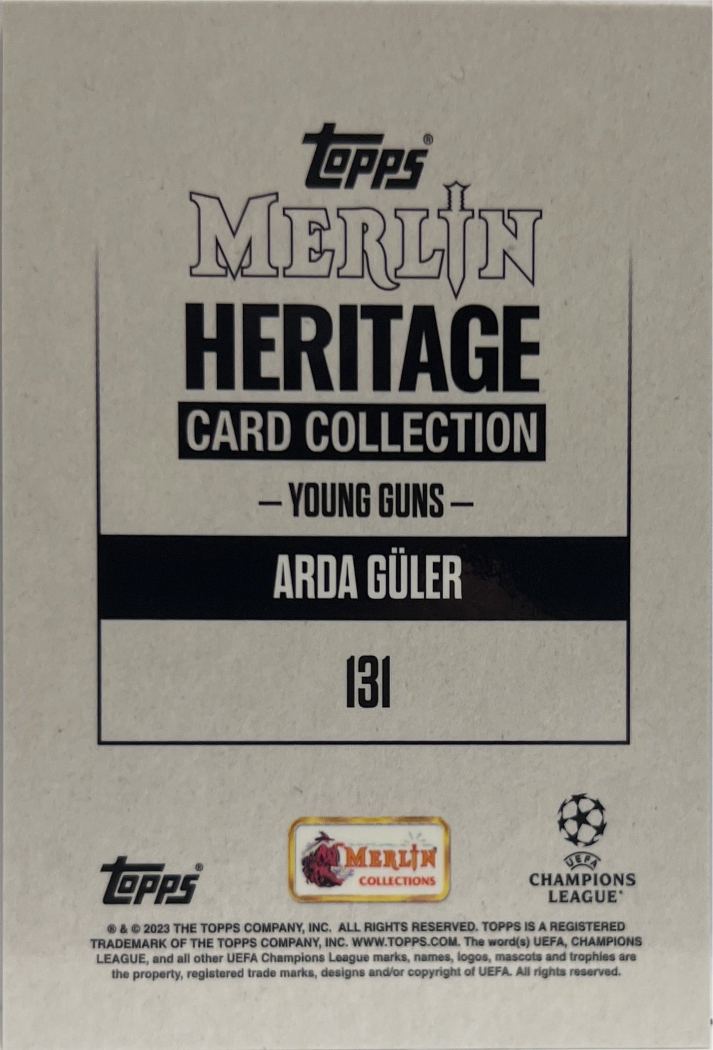 Arda Guler 14/49 Young Guns Green Topps Merlin Heritage 2023/24