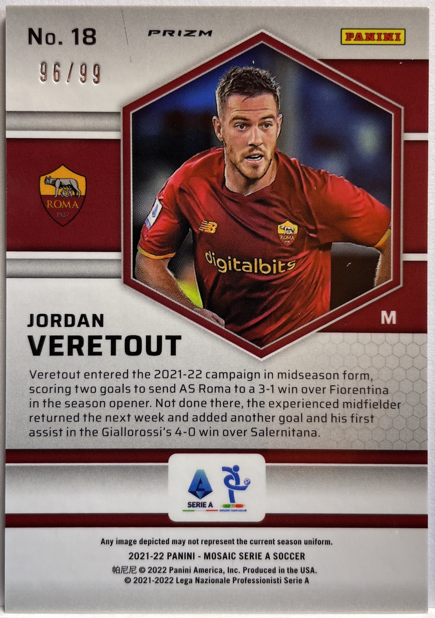 Jordan Veretout 96/99 Blue Mosaic Serie A 2021/22