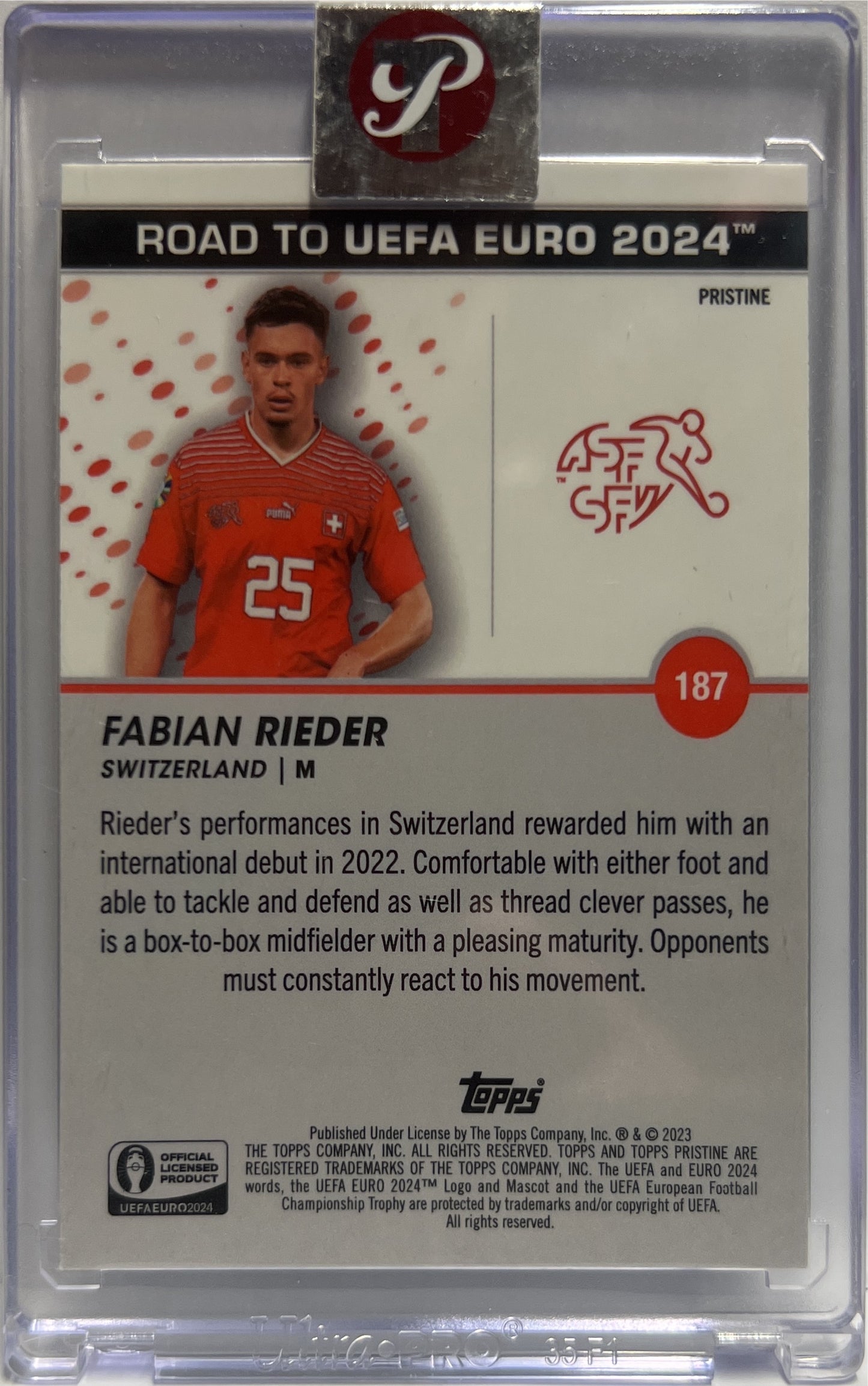 Fabian Rieder National Debut Topps Pristine Road To Euro 2024