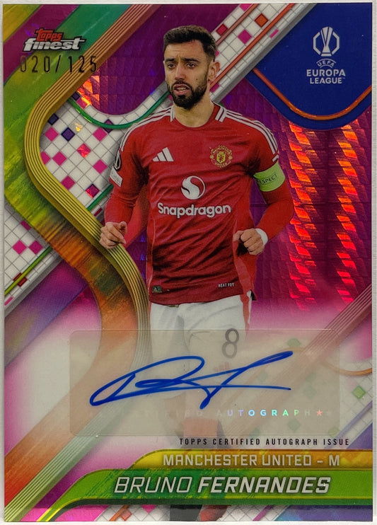 Bruno Fernandes 20/150 Autograph Pink Prism Topps Finest UCC 2024/25