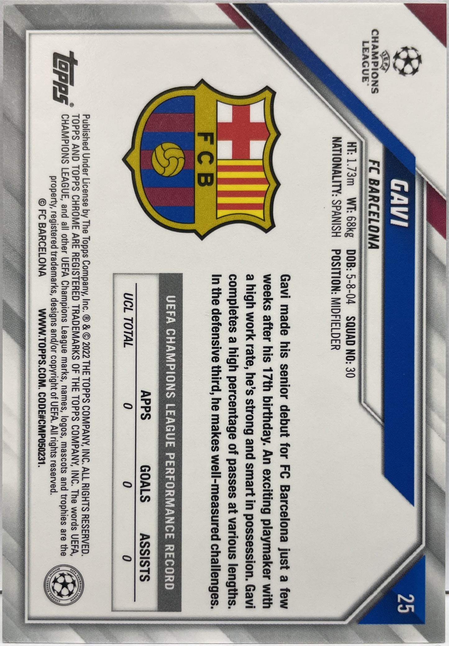 Gavi Rookie Topps Chrome UCL 2021/22