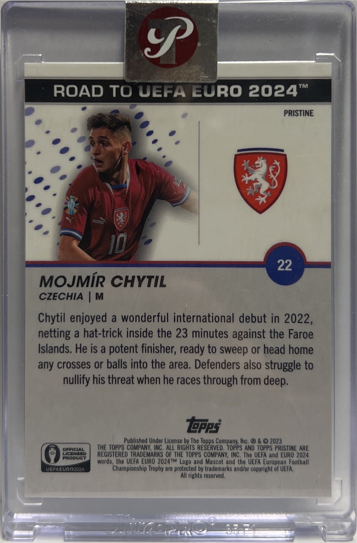 Mojmir Chytil 32/75 National Debut Blue Topps Pristine Road To Euro 2024
