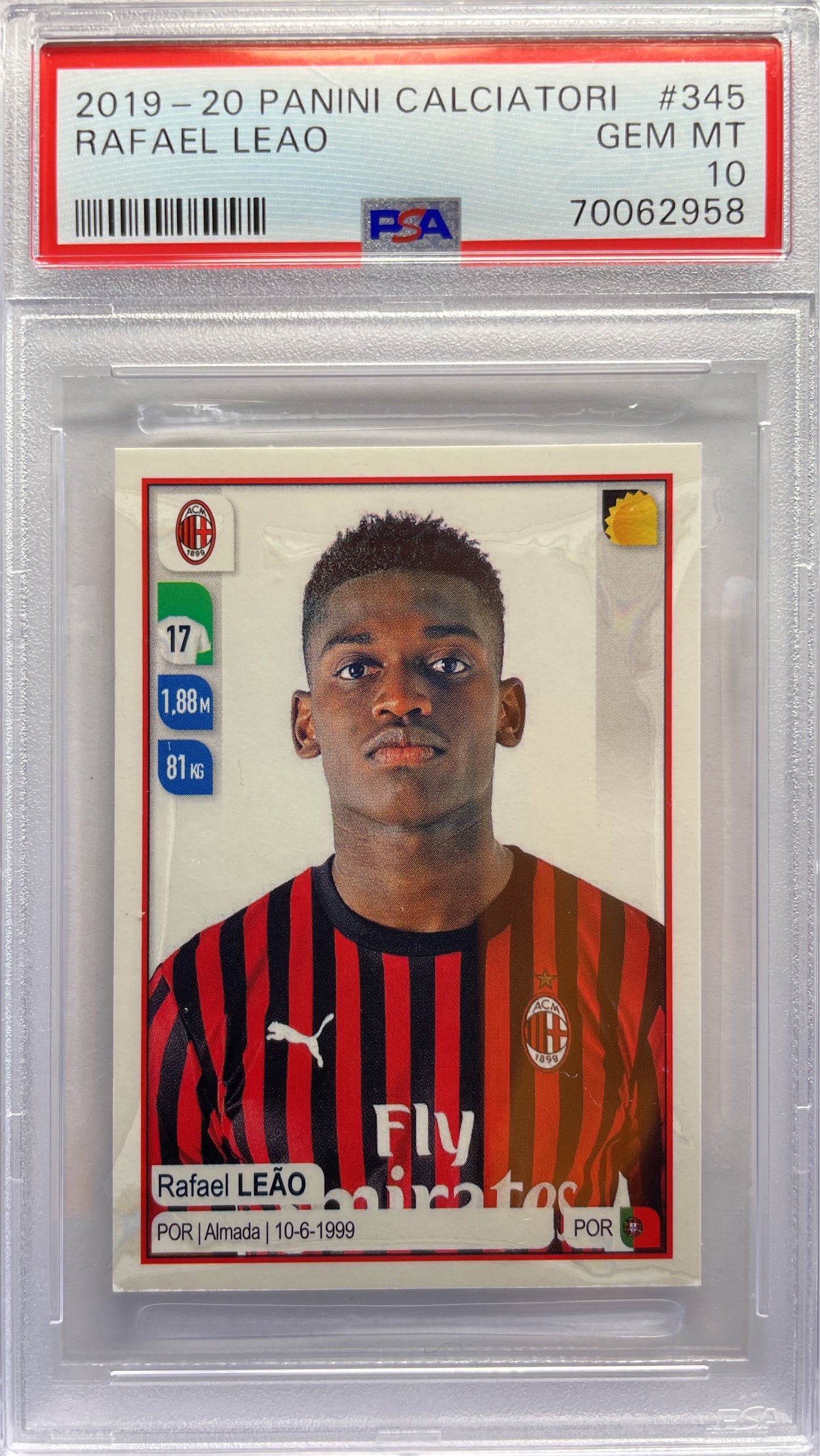 PSA 10 - Rafael Leao Rookie - Calciatori Panini Sticker 2019/20