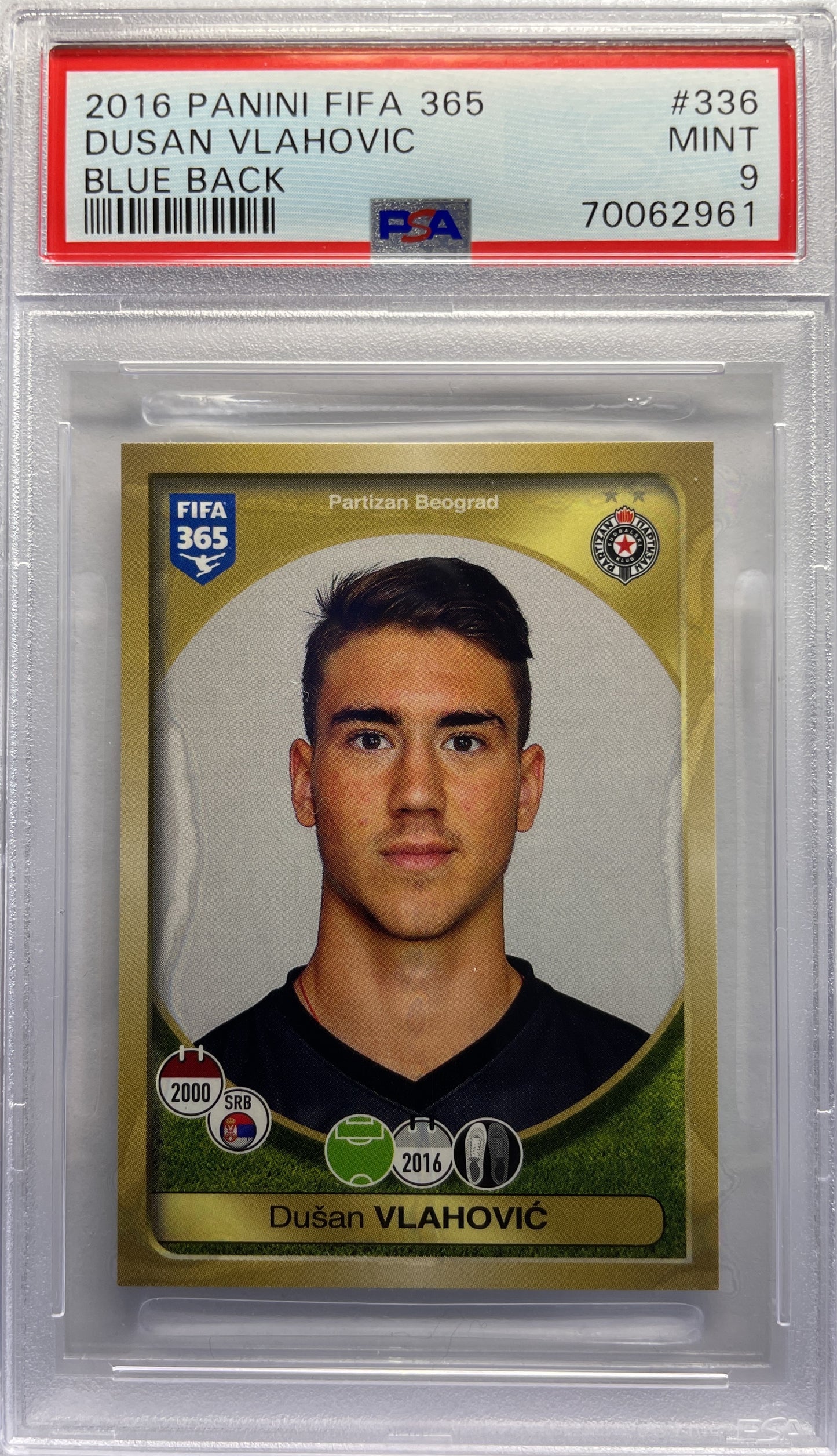 PSA 9 - Dusan Vlahovic Rookie - Fifa 365 Sticker 2016