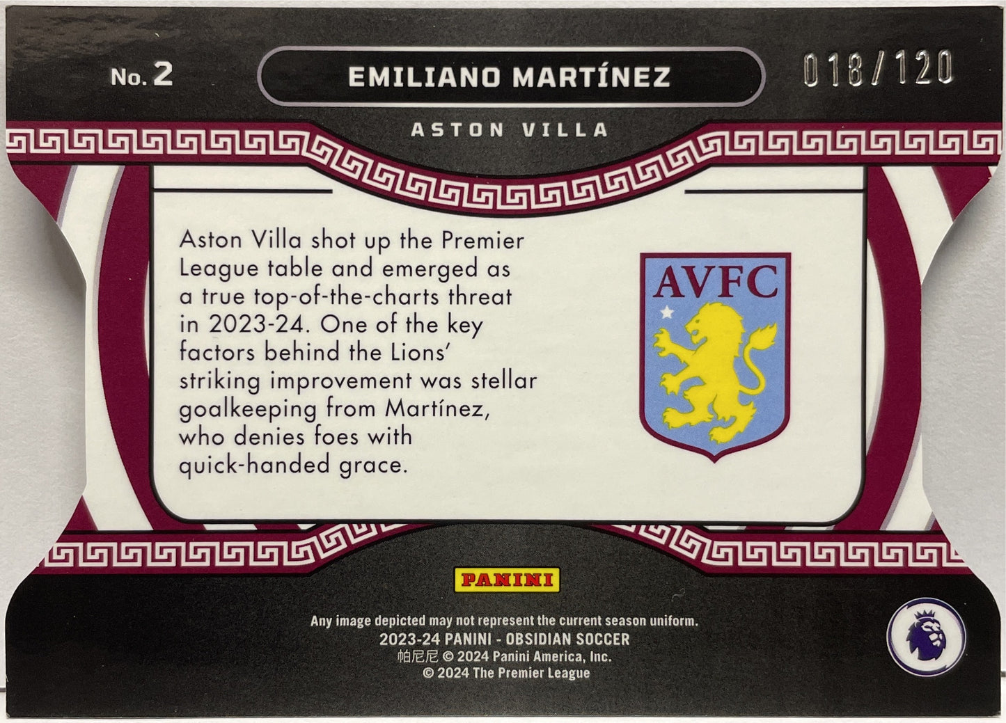 Emiliano Martinez 18/120 Tunnel Vision Obsidian 2023/24