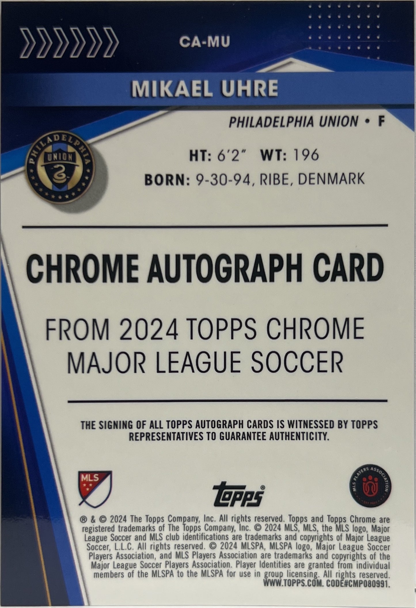 Mikael Uhre Autograph Topps Chrome MLS 2023/24