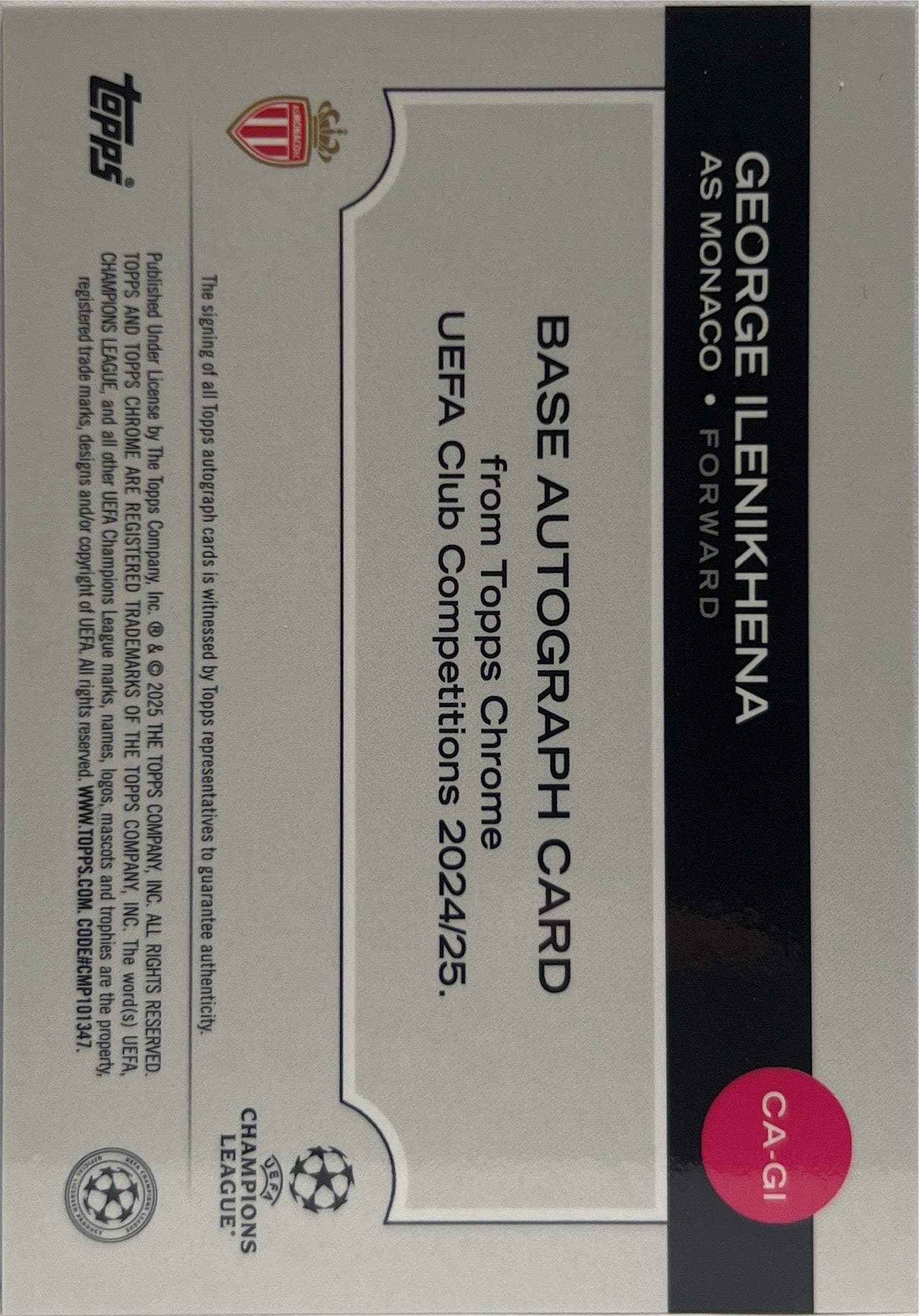 George Ilenikhena Rookie Autograph Topps Chrome UCC 2024/25