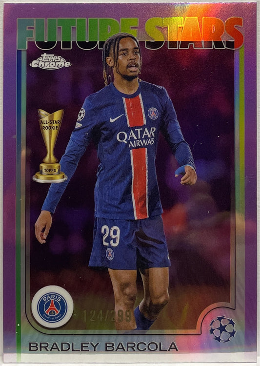 Bradley Barcola 124/299 Future Stars All Star Rookie Violet Topps Chrome UCC 2024/25