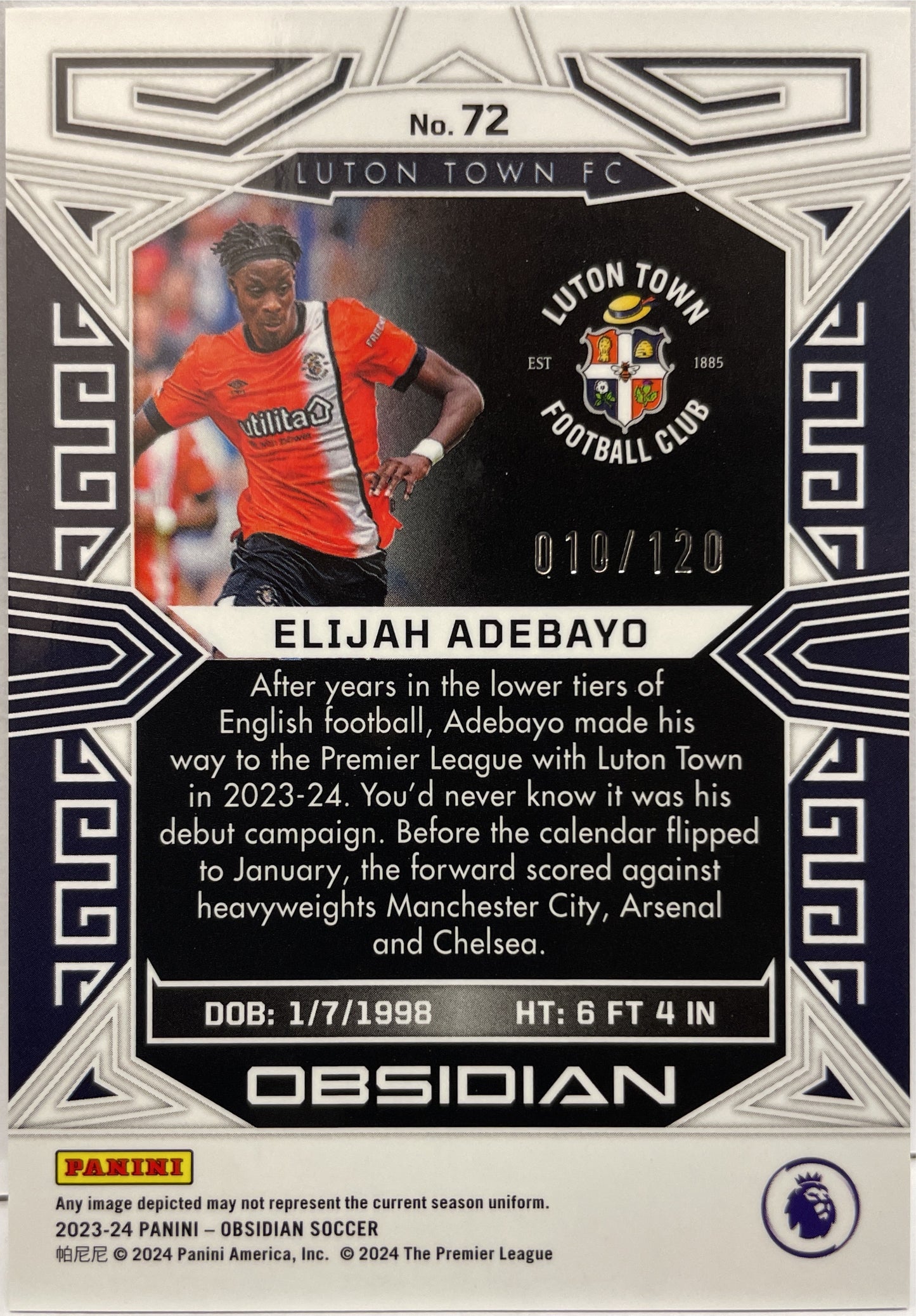 Elijah Adebayo 10/120 Rookie Obsidian 2023/24