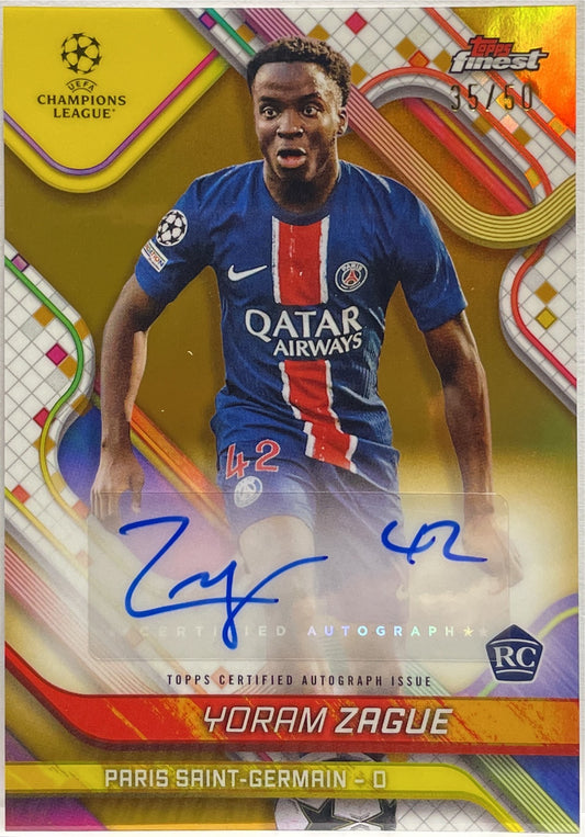 Yoram Zague 35/50 Rookie Autograph Gold Topps Finest UCC 2024/25