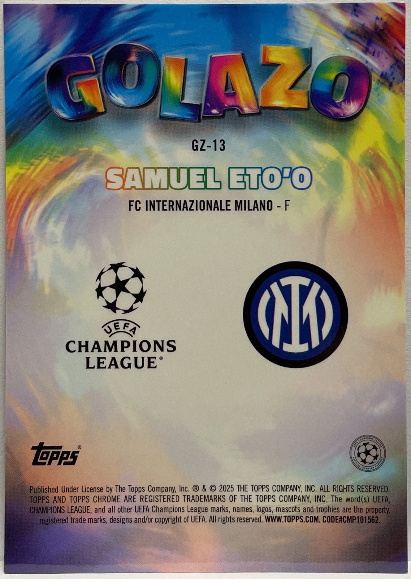 Samuel Eto'O 77/150 Golazo Blue Topps Chrome UCC 2024/25