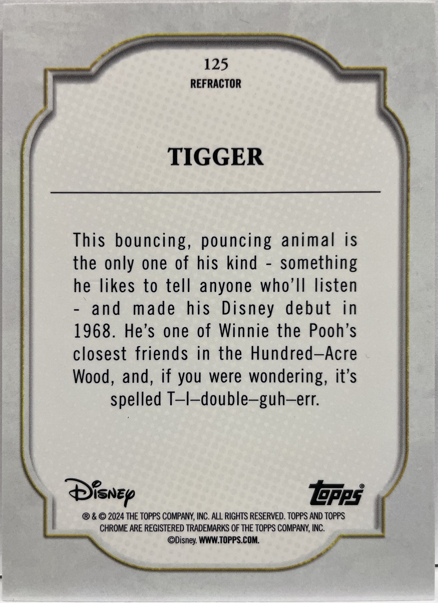 Tigger Refractor Topps Chrome Disney 2024