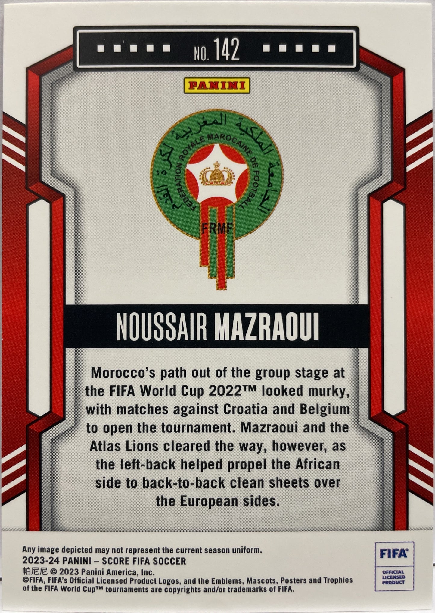 Noussair Mazraoui 26/30 Swirl Red Score Fifa 2023/24
