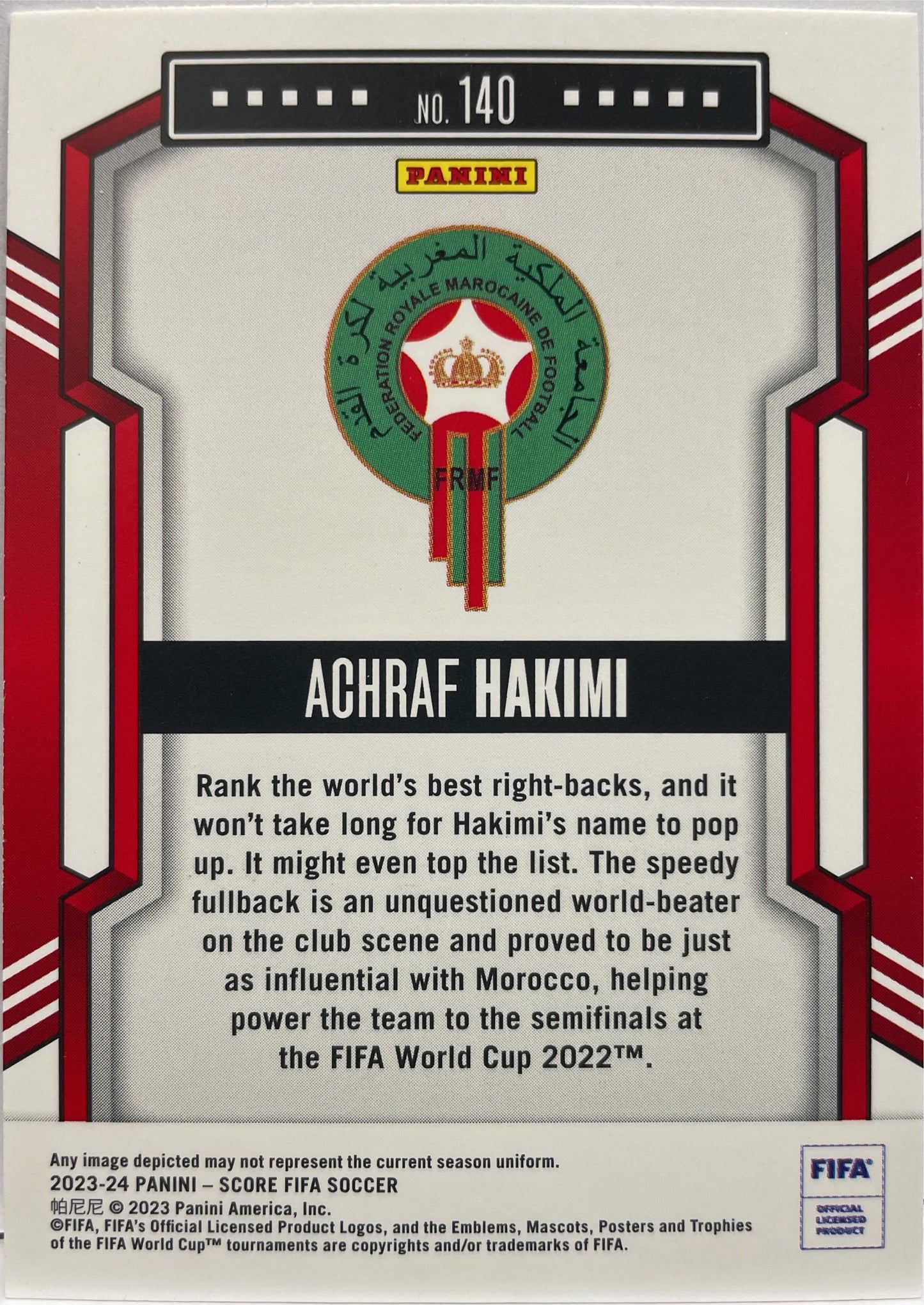 Achraf Hakimi 21/30 Swirl Red Score Fifa 2023/24