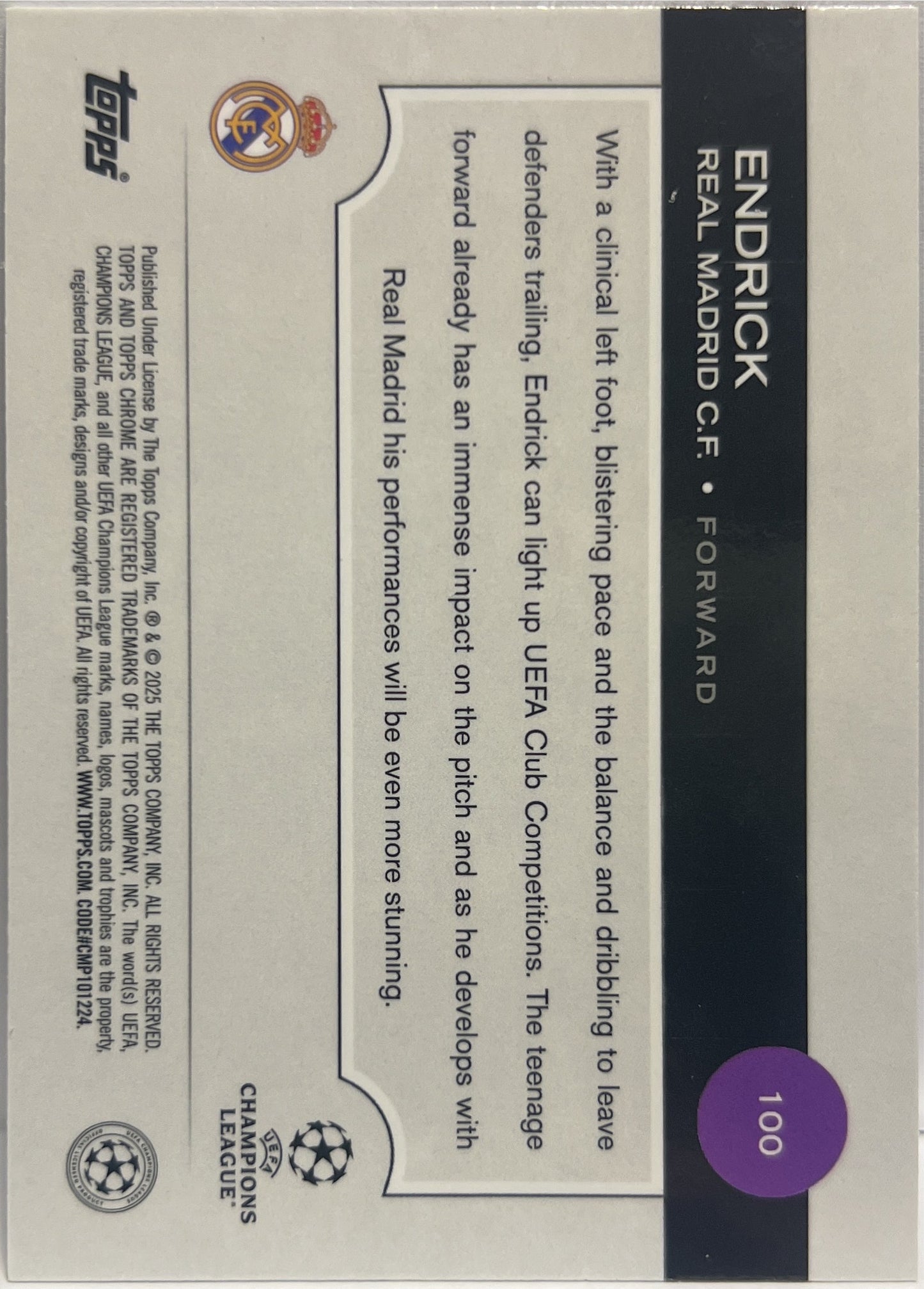 Endrick Rookie Magenta Shimmer Topps Chrome UCC 2024/25