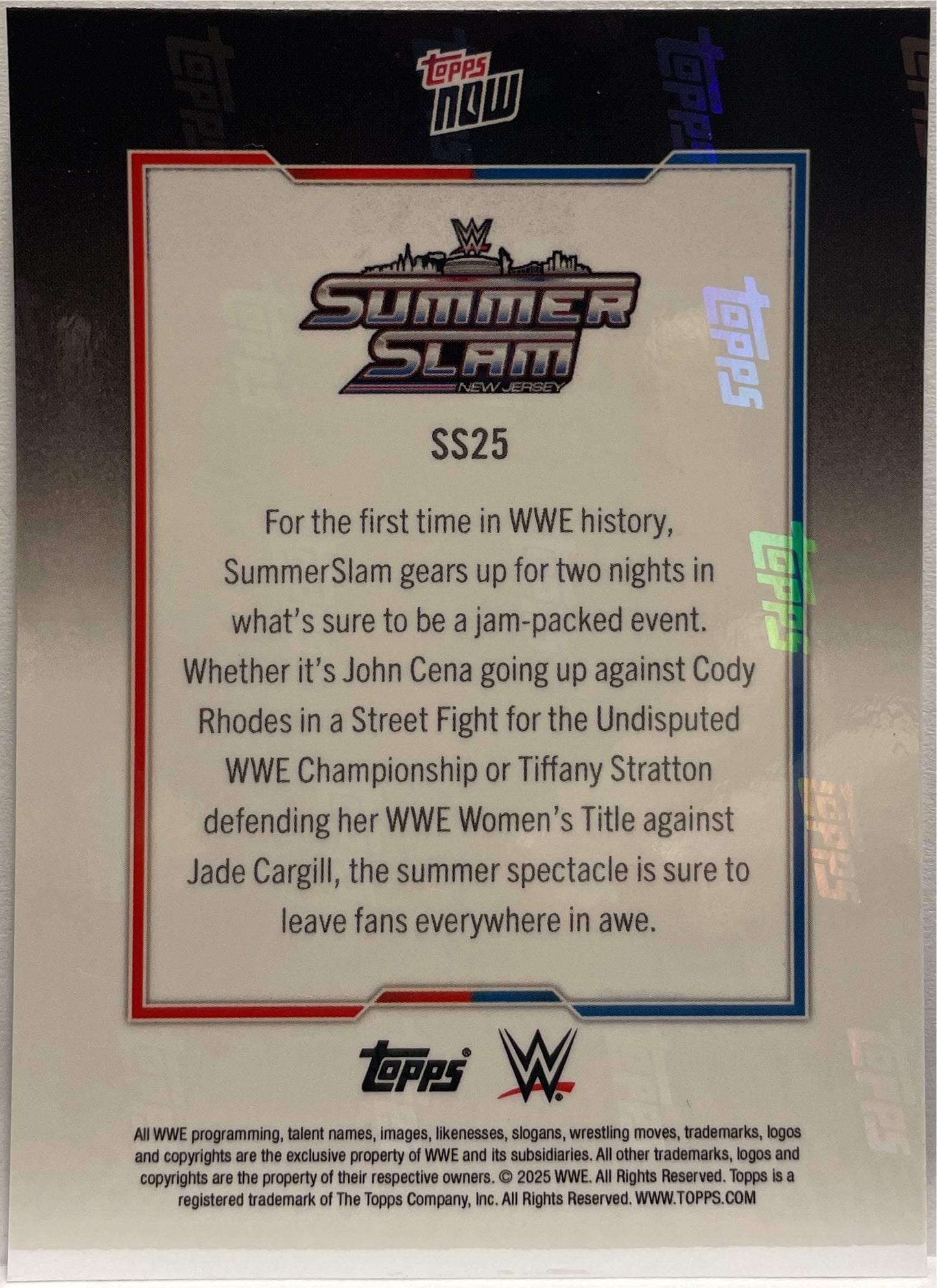 Cena VS Rhodes Summerslam Topps Now WWE 2025