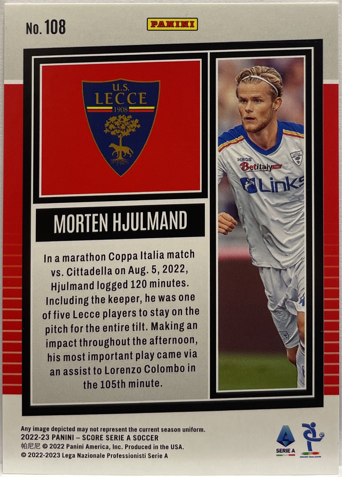 Morten Hjulmand 44/60 Blue Laser Score Serie A 2022/23