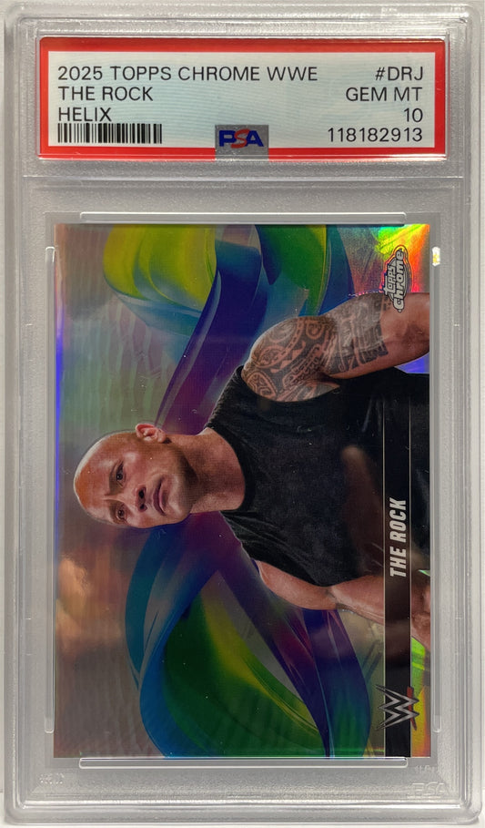 The Rock Helix Topps Chrome WWE 2025 PSA 10