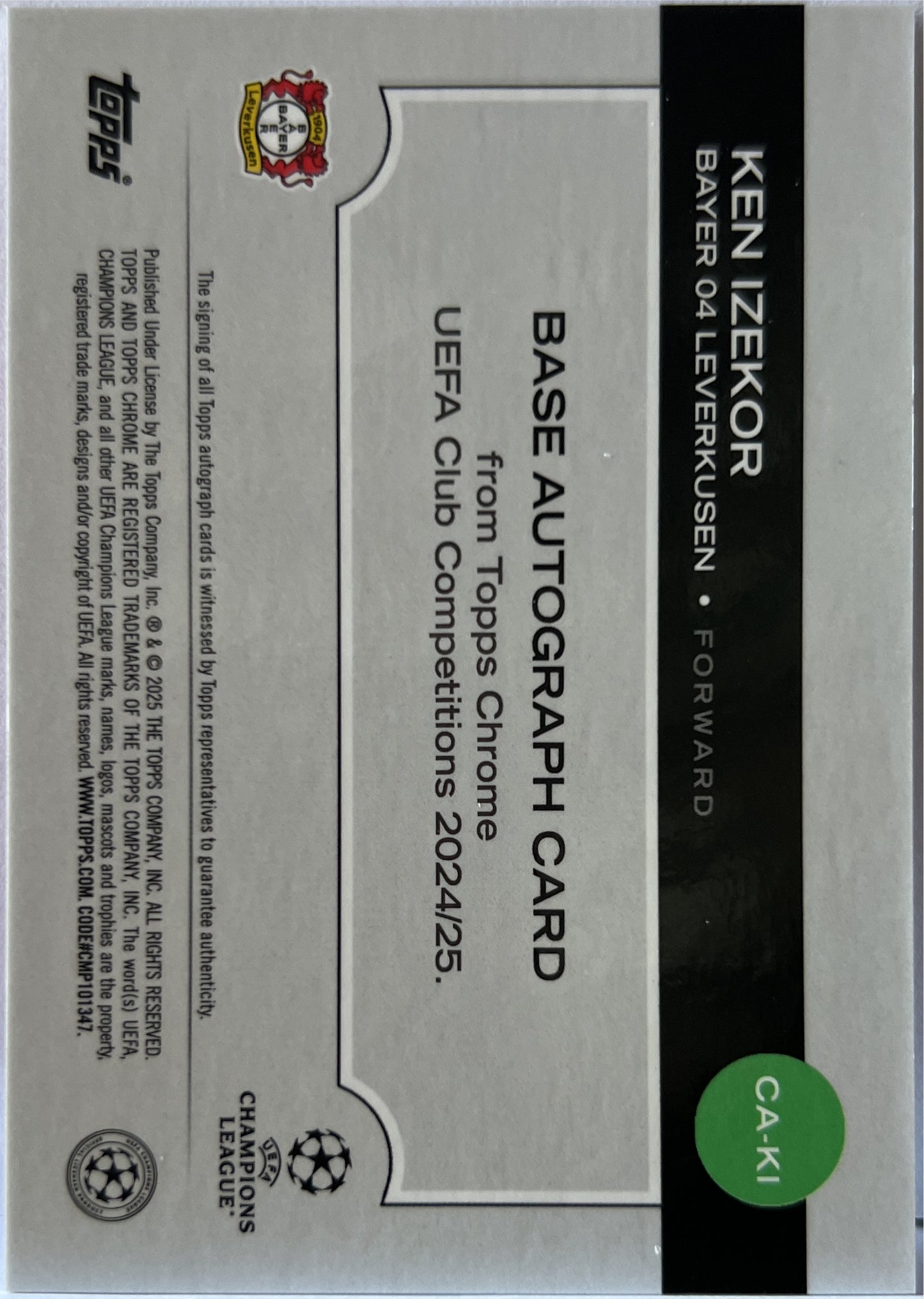 Ken Izekor 208/250 Rookie Autograph Pink Lava Topps Chrome UCC 2024/25