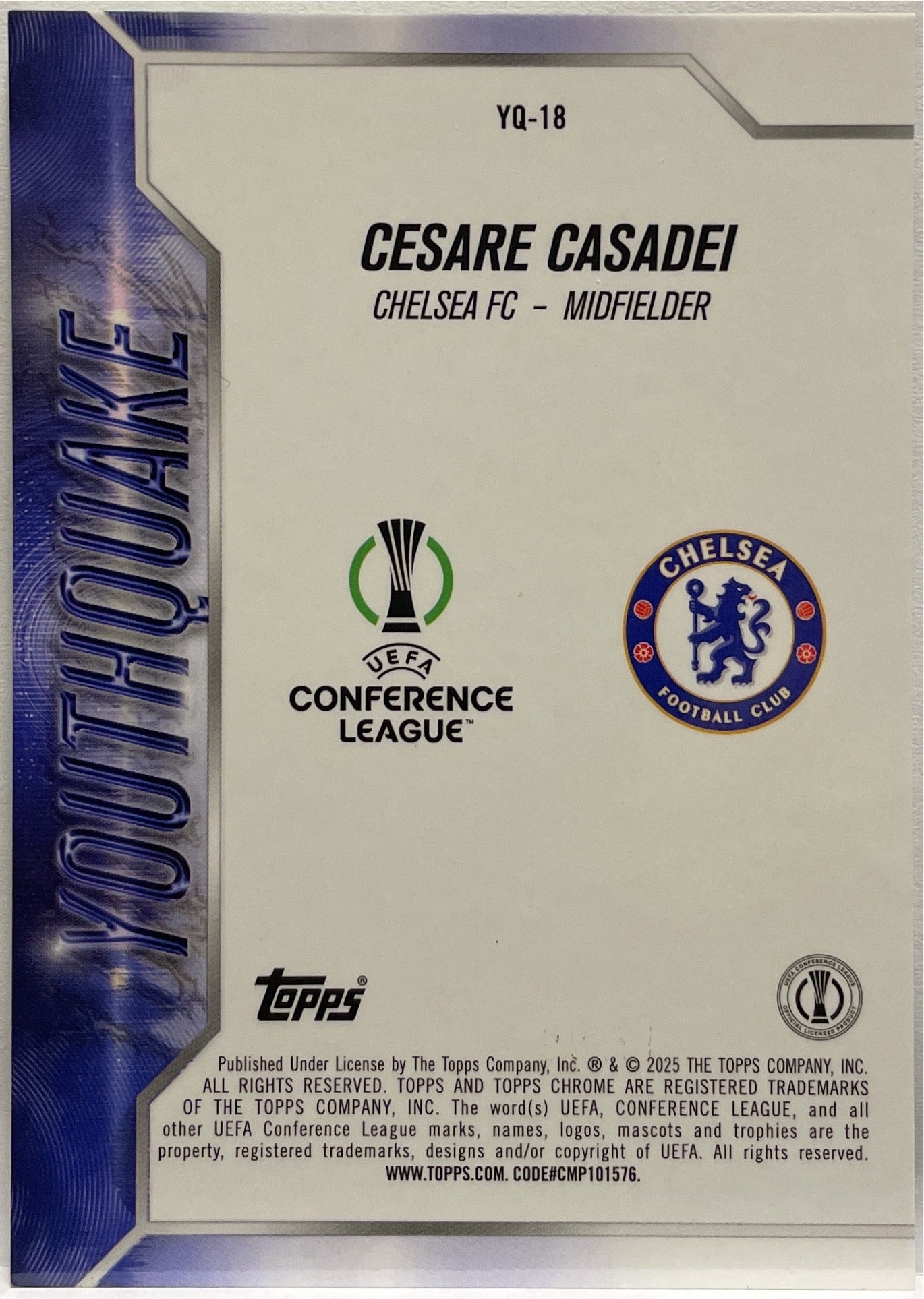 Cesare Casadei 16/99 Rookie Youthquake Green Topps Chrome UCC 2024/25