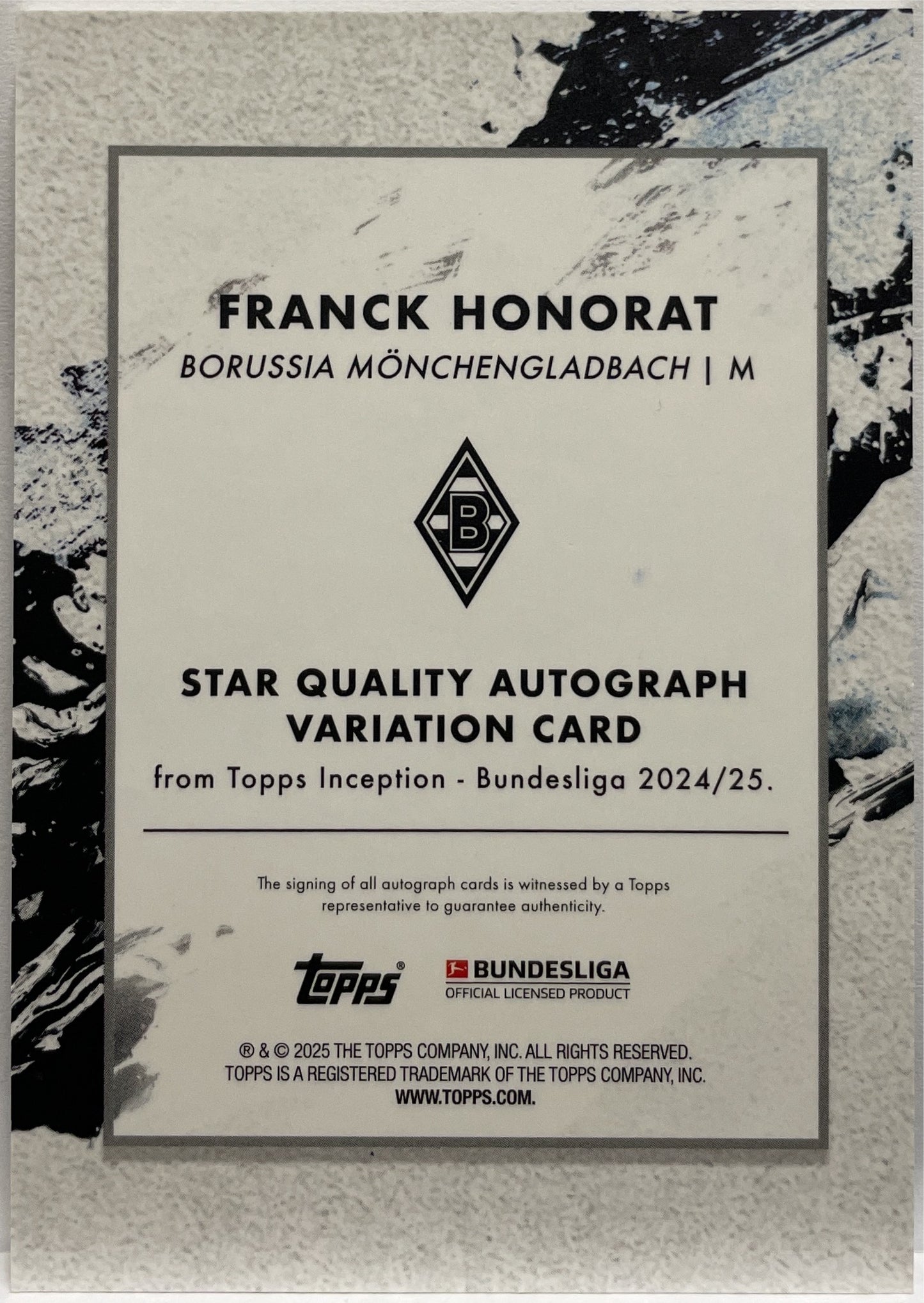 Franck Honorat 26/99 Autograph Star Quality Topps Inception Bundesliga 2024/25