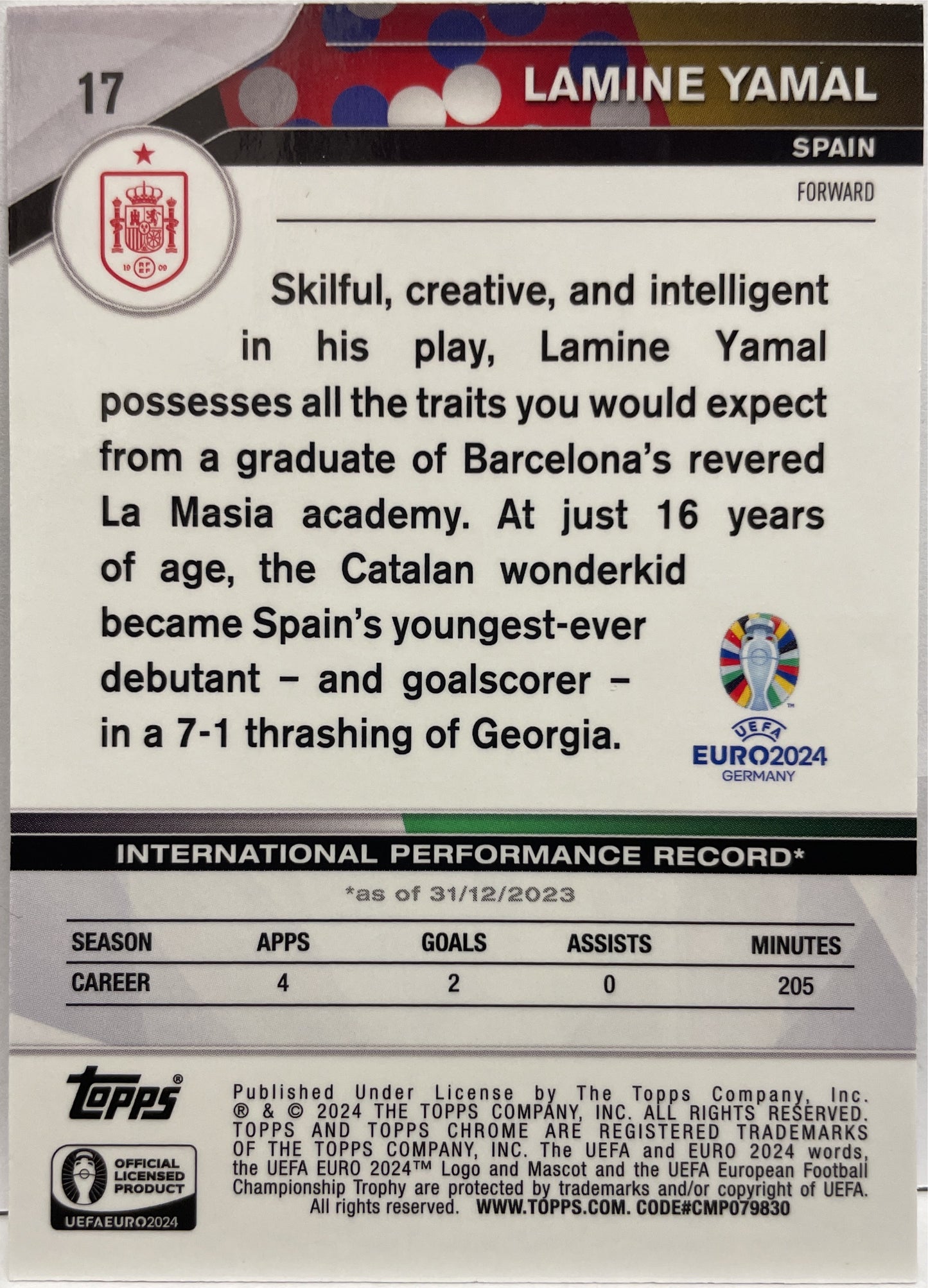 Lamine Yamal 50/150 National Debut Neon Green Topps Chrome Euro 2024