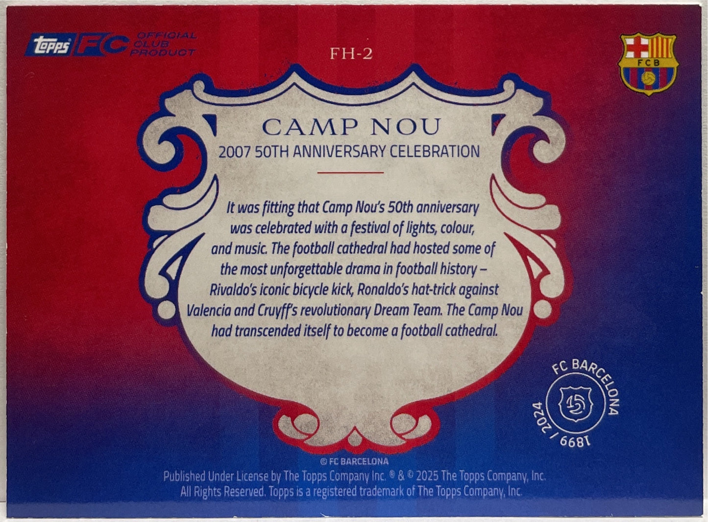 Camp Nou Forever Home 29/99 Pink Topps Barcelona 125 2024/25