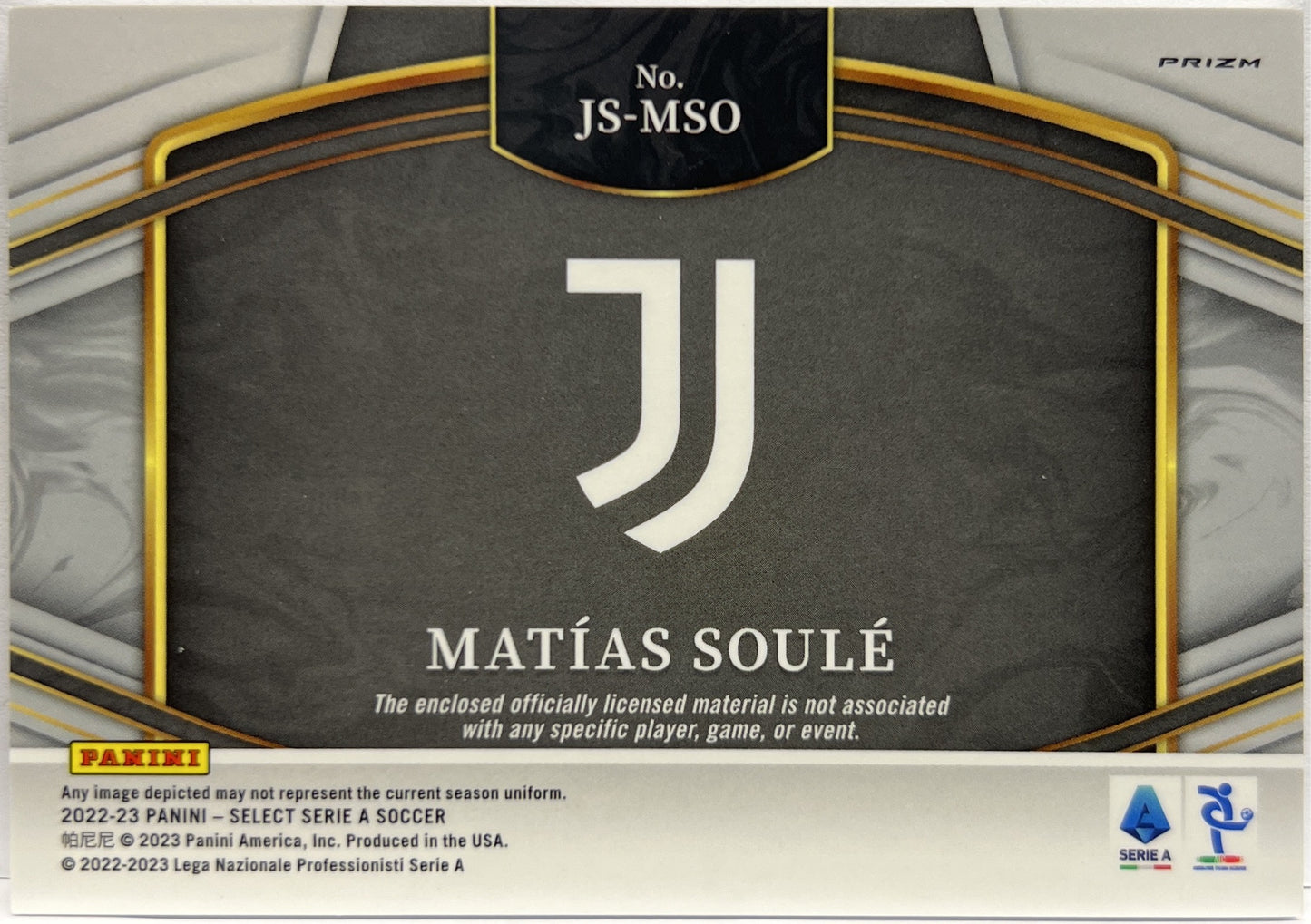 Matias Soule Rookie Patch Jersey Select Serie A 2022/23