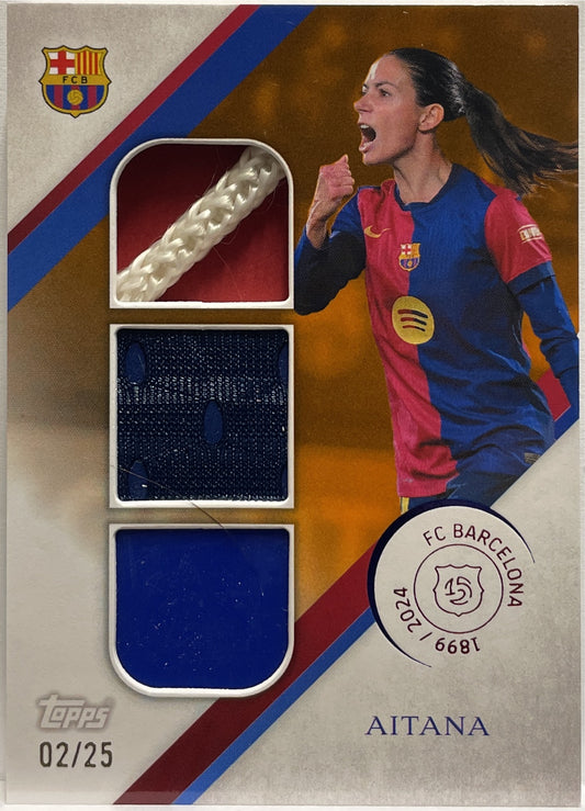 Aitana Bonmati 2/25 Patch Triple Relic Orange Topps Barcelona 125 2024/25