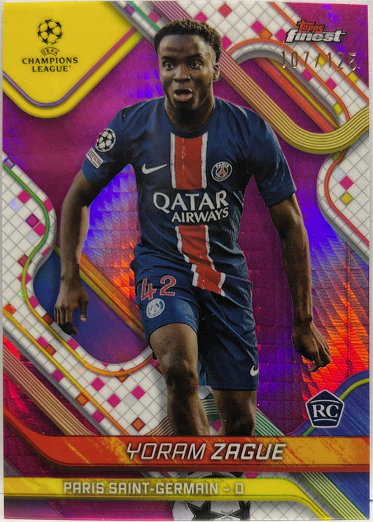Yoram Zague 107/125 Rookie Pink Prism Topps Finest UCC 2024/25