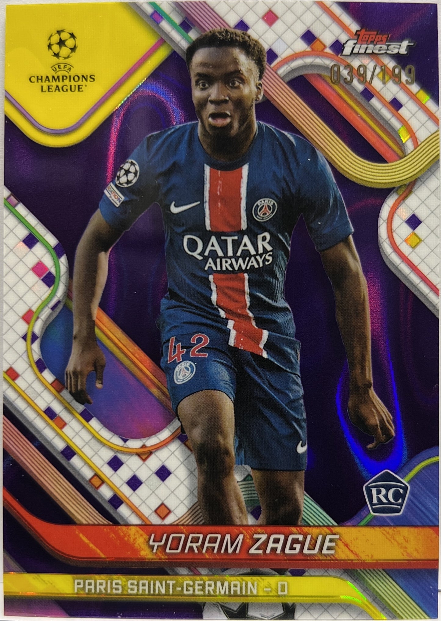 Yoram Zague 39/199 Rookie Purple Lava Topps Finest UCC 2024/25