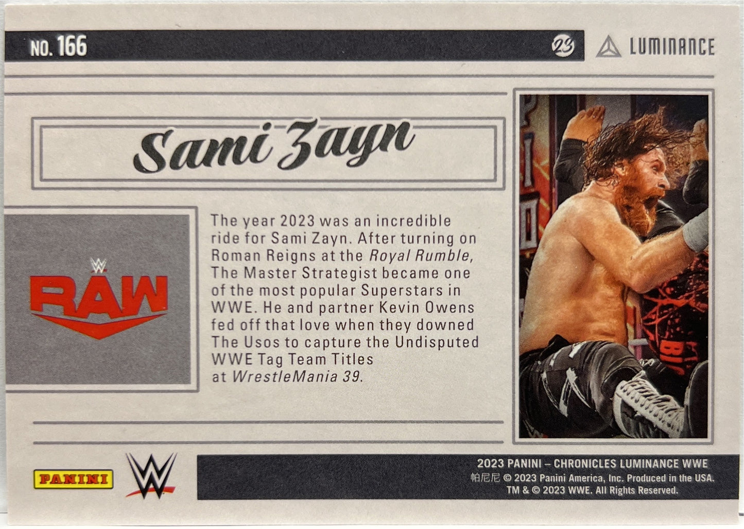 Sami Zayn 5/25 Luminance WWE Chronicles 2023