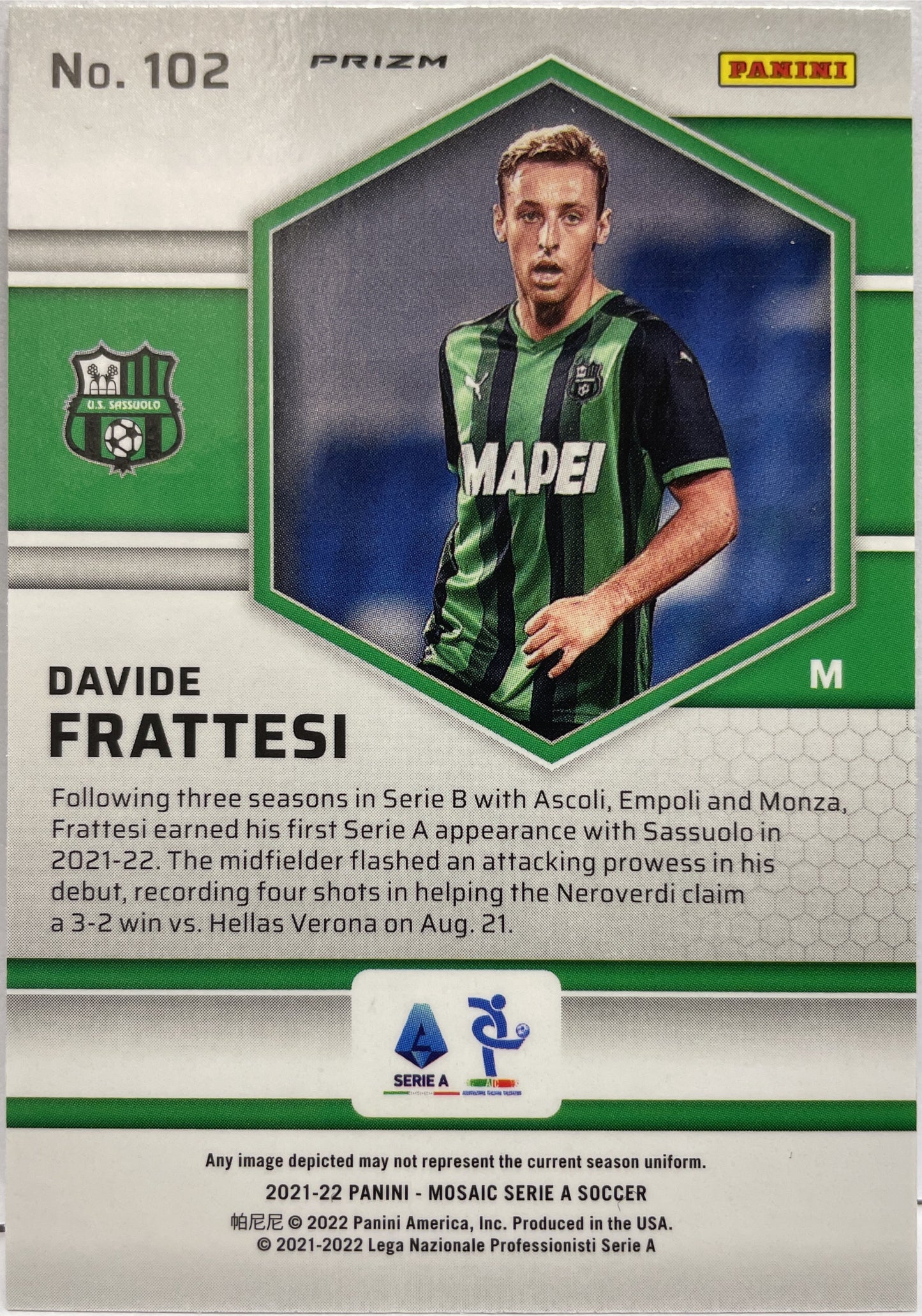 Davide Frattesi Rookie Silver Mosaic Serie A 2021/22