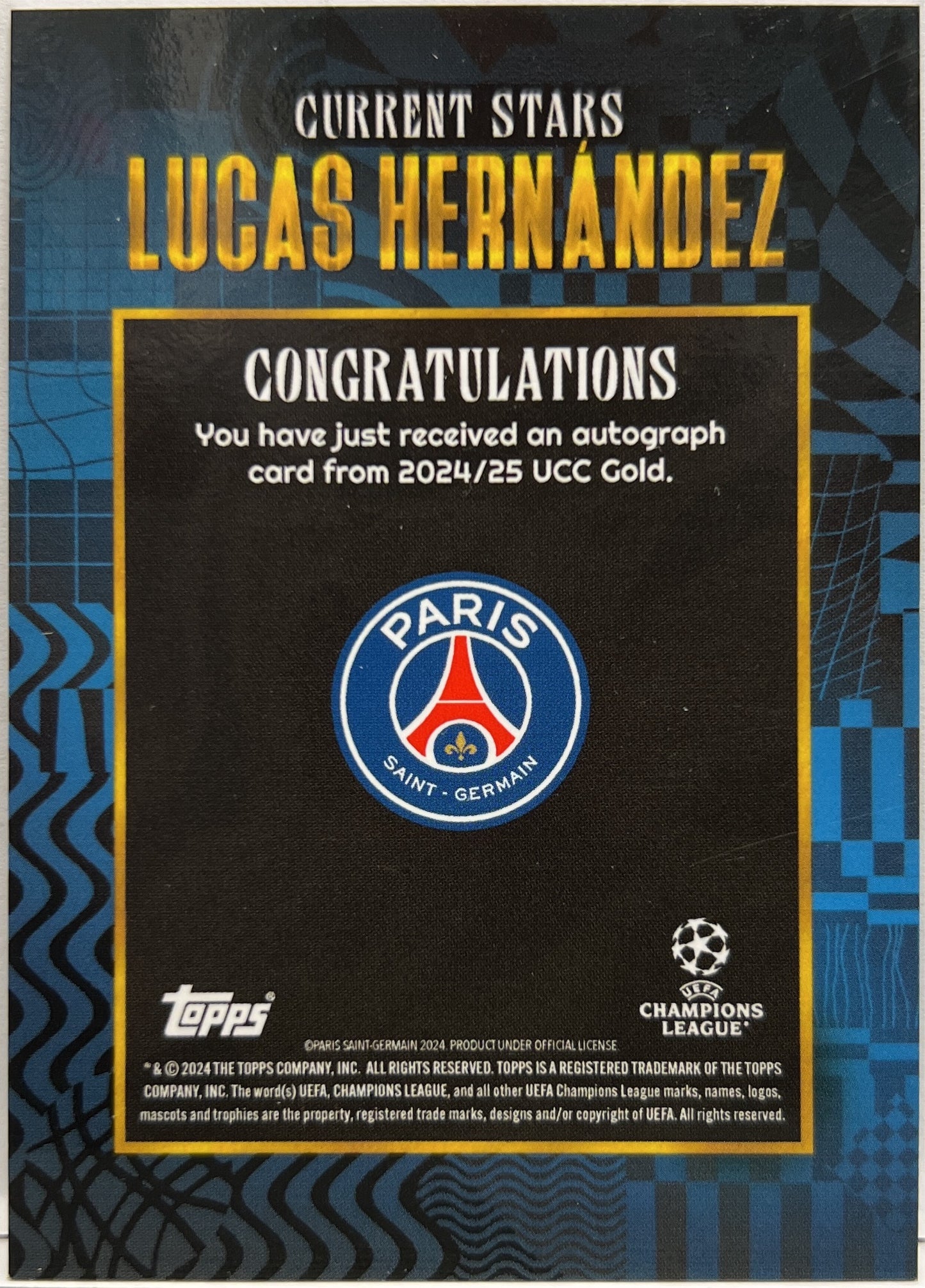 Lucas Hernandez 31/49 Autograph Topps Gold 2023/24