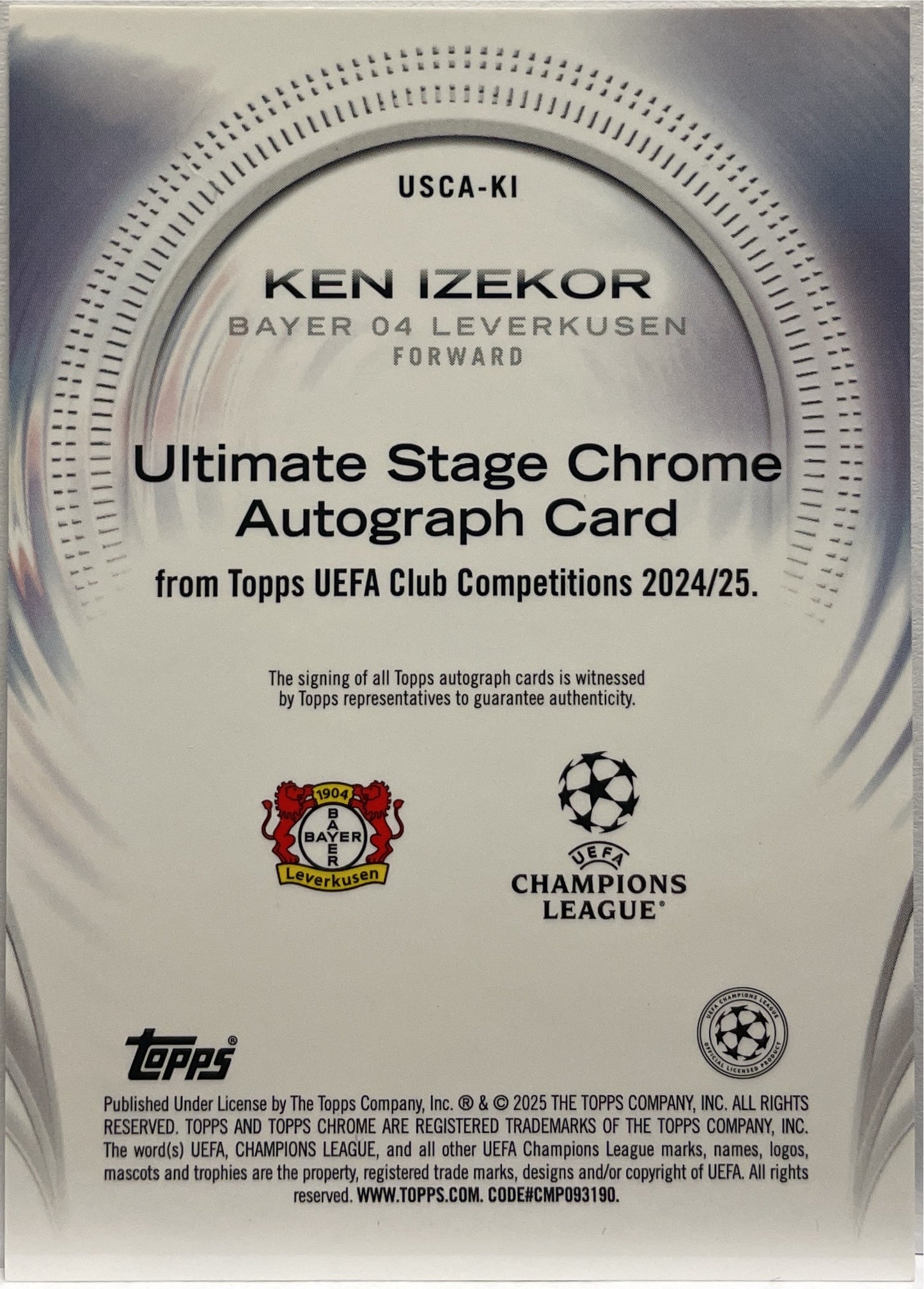 Ken Izekor Rookie Autograph Ultimate Stage Green Topps UCC 2024/25