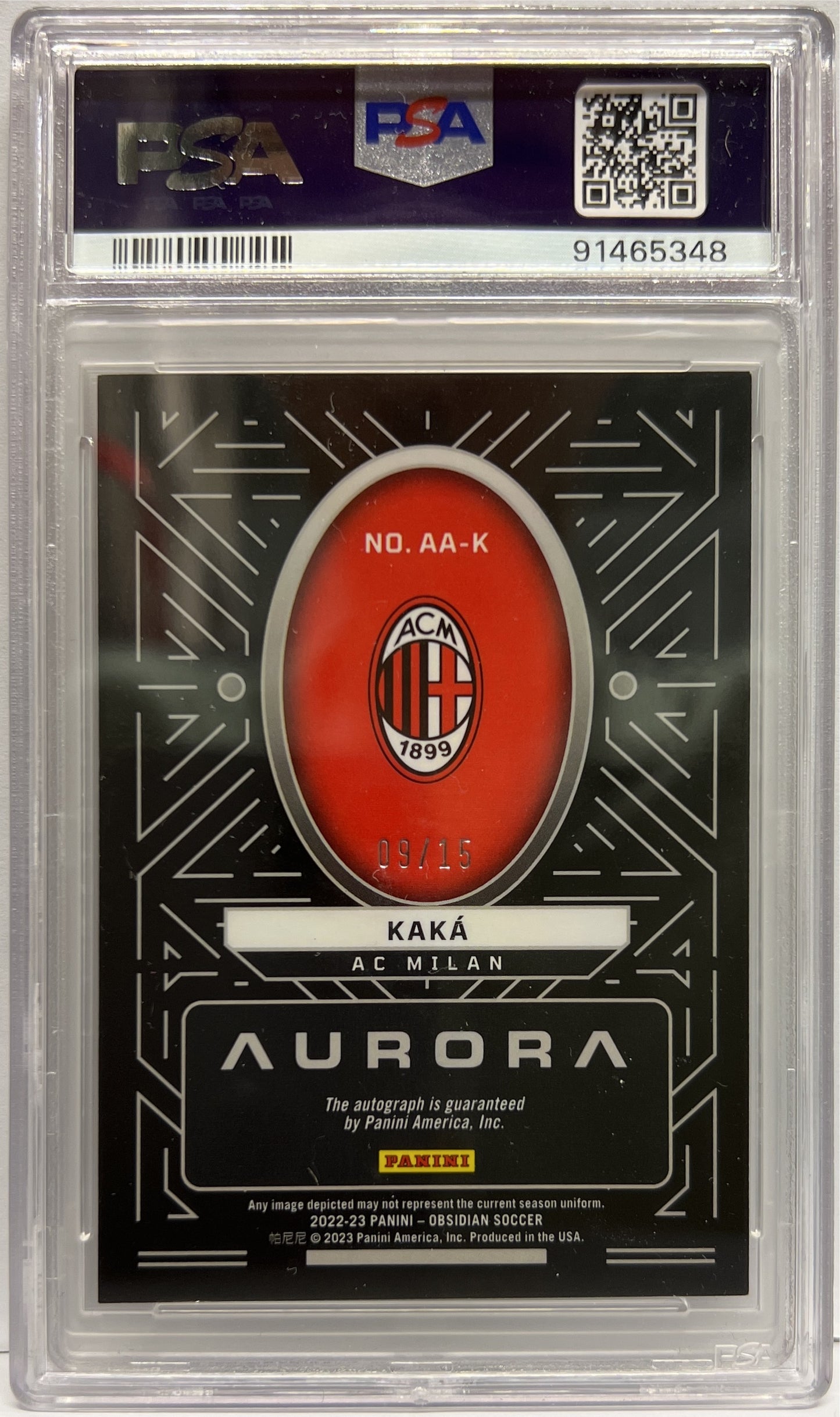Kaka 9/15 Autograph Aurora Electric Etch Red Obsidian 2022/23 PSA 8