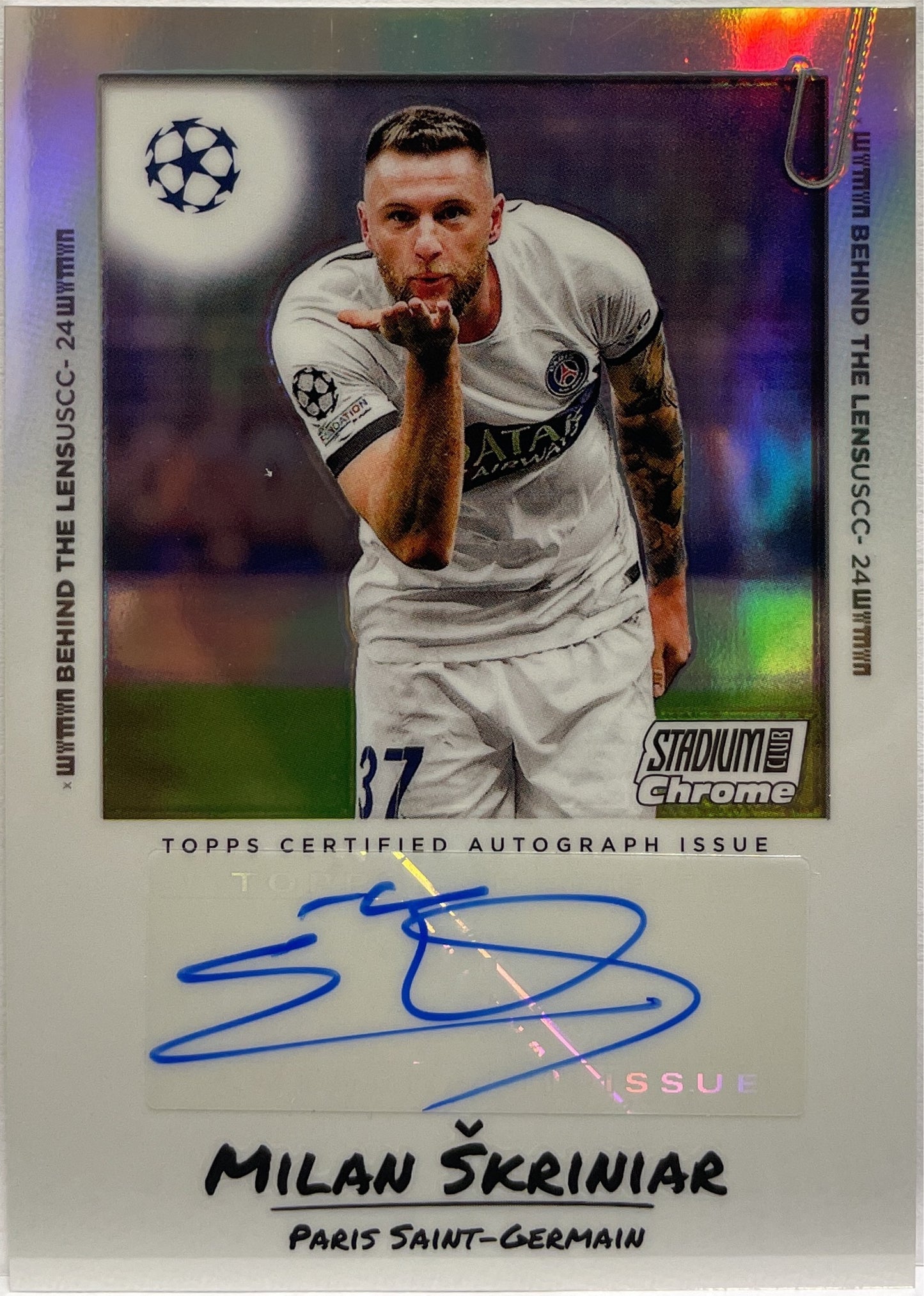 Milan Skriniar Autograph Behind The Lens Topps Stadium Chrome 2023/24