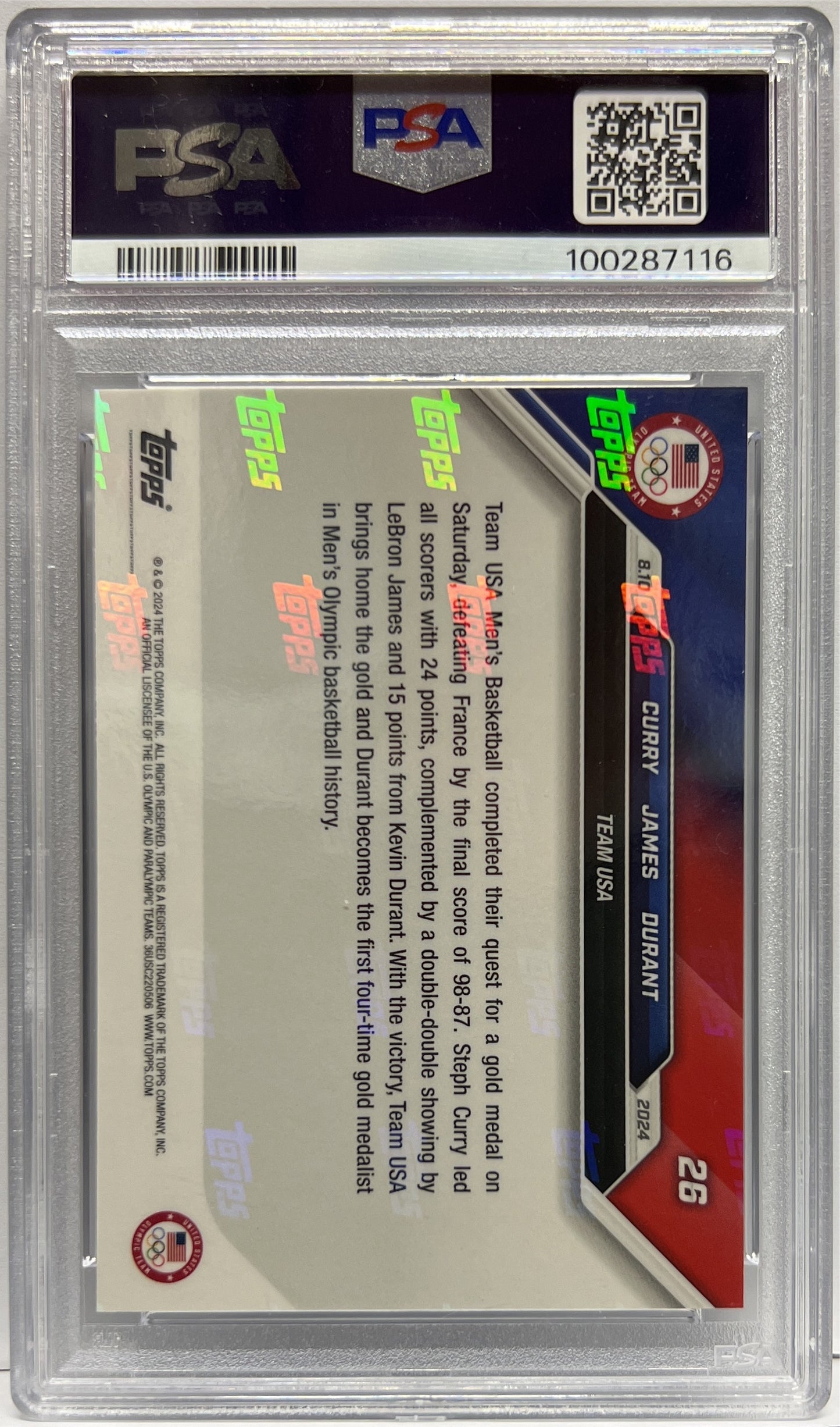 Curry James Durant Topps Now 2024 PSA 10