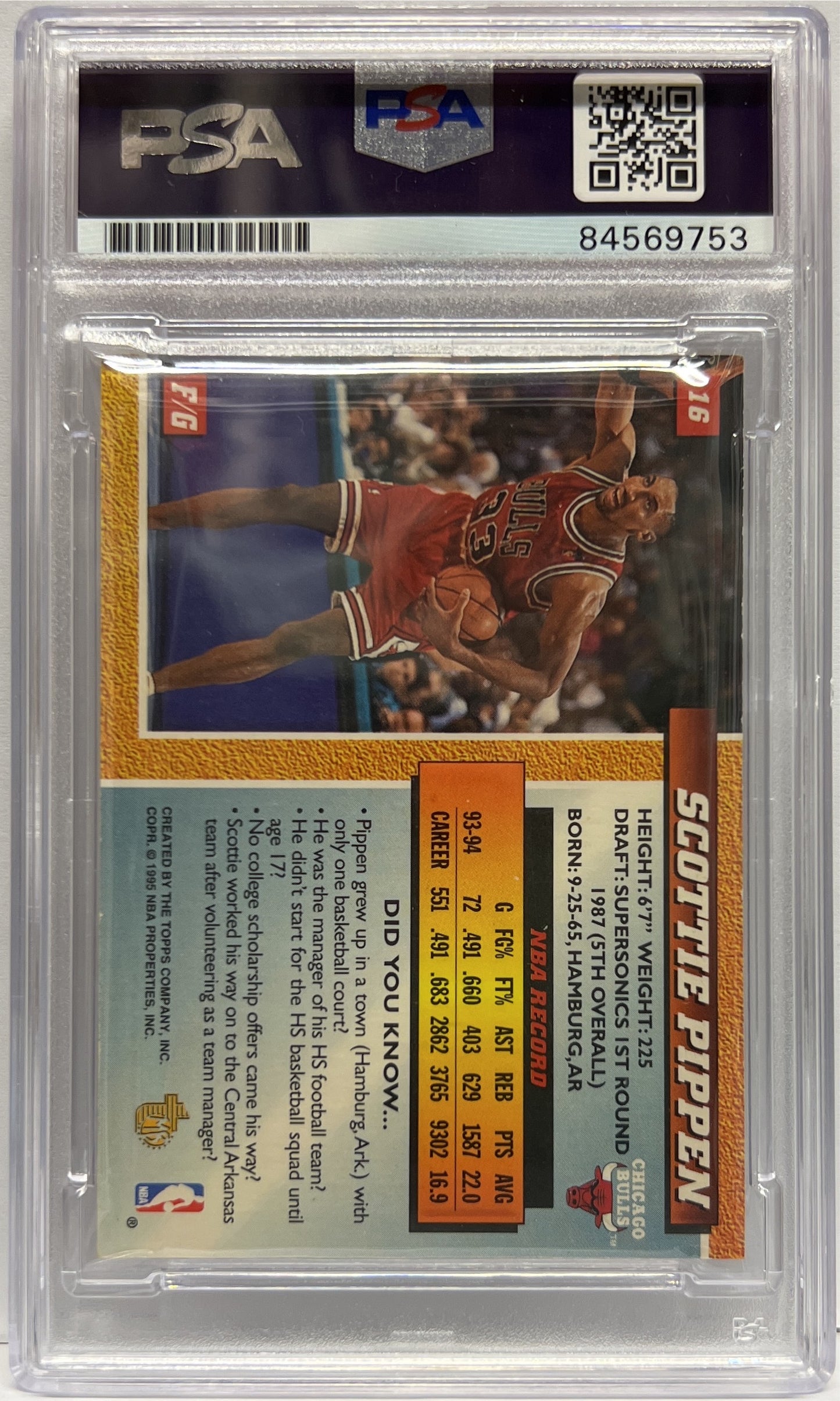 Scottie Pippen Autograph On Card Trading Card Topps Basketball NBA PSA Authentic