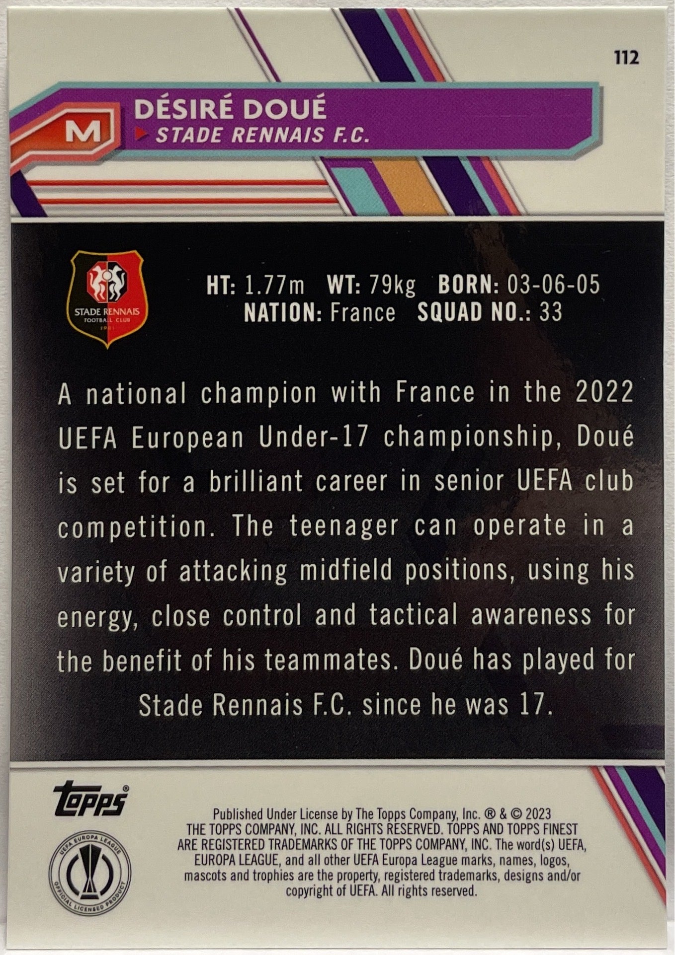 Desire Doue Rookie Refractor Topps Finest UCC 2022/23